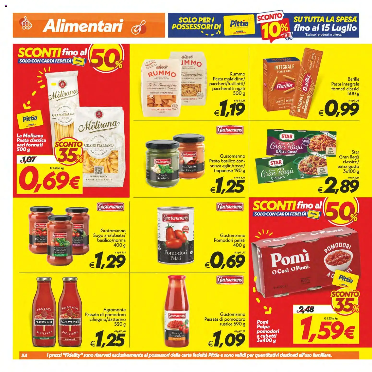 Volantino SuperConveniente del 02/07/2026 | Pagina: 34 | Prodotti: Pomodori, Basilico, Ragú, Penne
