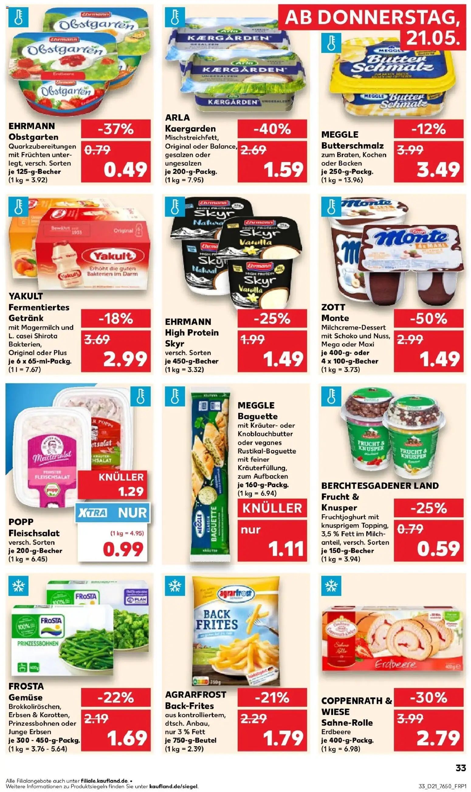 Kaufland Prospekt Vöhringen – gültig ab 18.05.2026 | Seite: 38 | Produkte: Butterschmalz, Baguette, Fruchtjoghurt, Erbsen