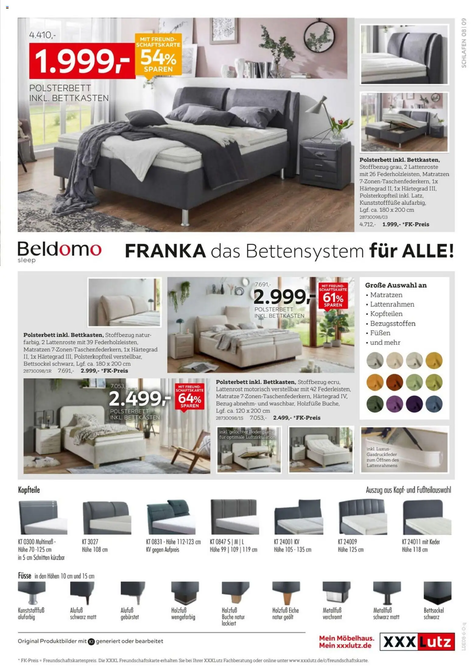XXXLutz Beldomo Spezial – gültig ab 15.08.2026 | Seite: 9 | Produkte: Matratze, Lattenrost, Polsterbett
