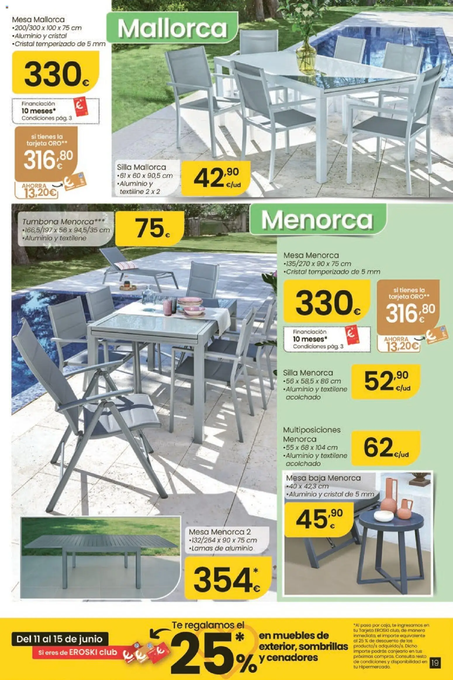 Eroski Oh! Oferta Pontevedra │ válido desde el 11.06.2026 | Página: 19 | Productos: Muebles, Tumbona, Mesa, Silla