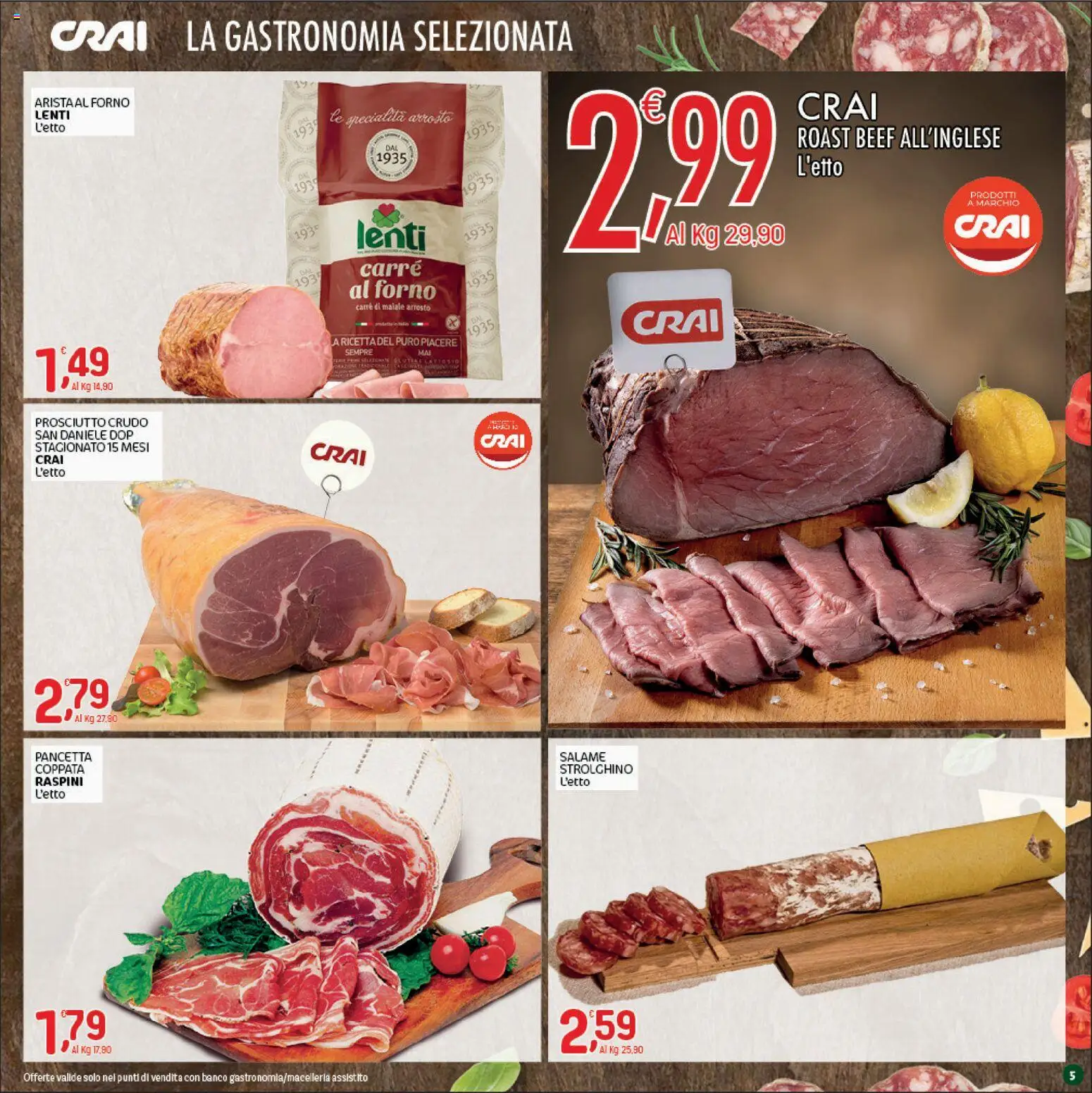 Volantino CRAI del 23/07/2026 | Pagina: 5 | Prodotti: Salame, Maiale, Pancetta, Prosciutto