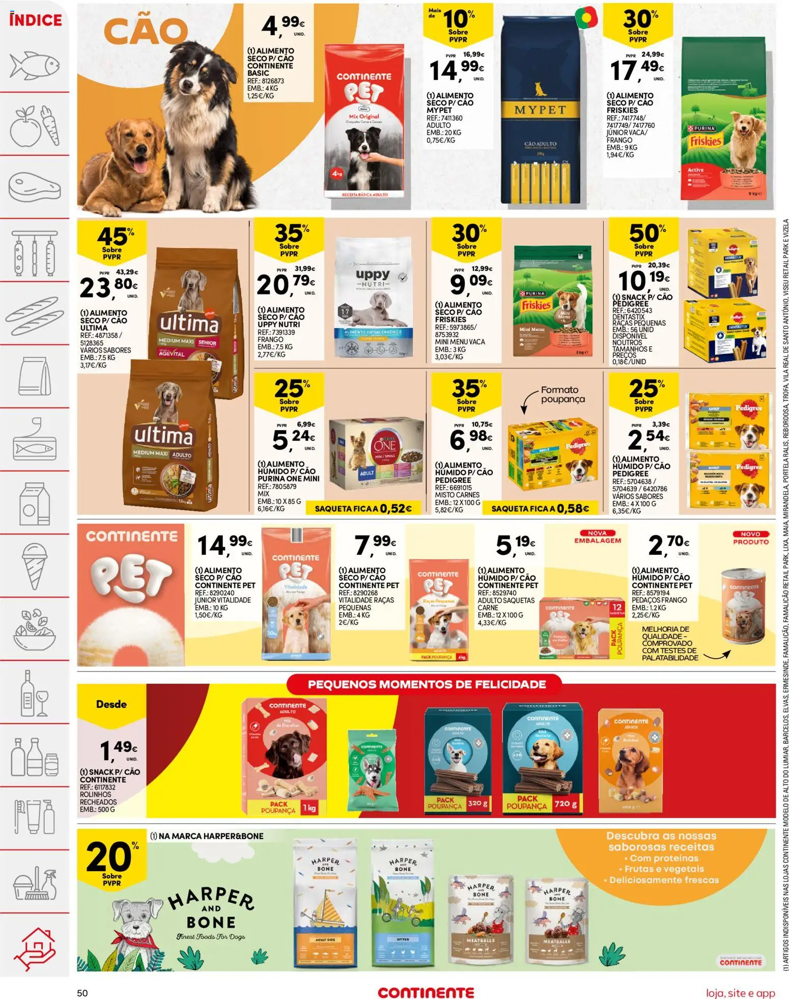 Continente folheto │ válido de 21.04.2026 | Página: 50 | Produtos: Boné, Purina one, Frango, Biscoitos