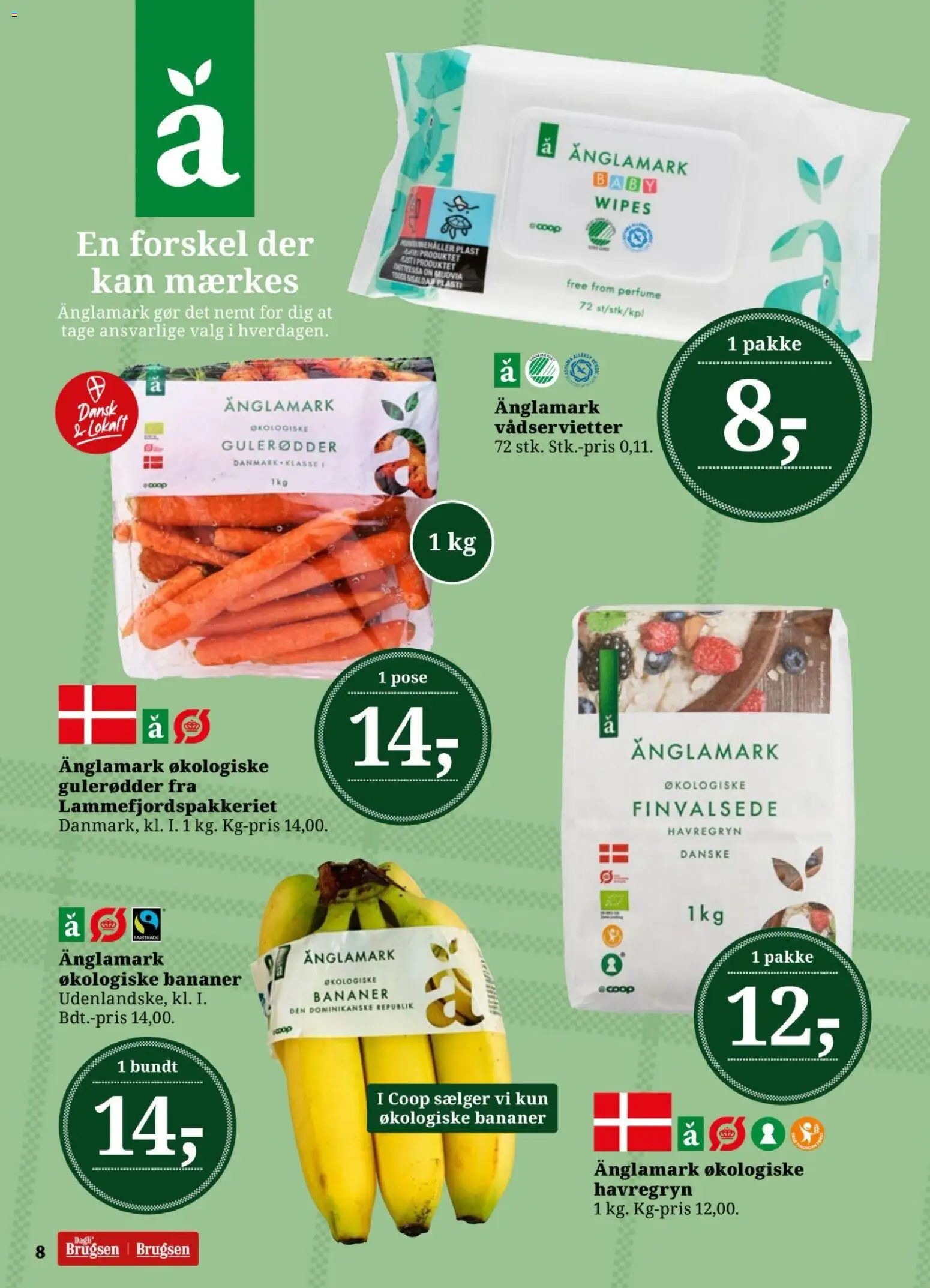 Dagli'Brugsen tilbudsavis – gyldig fra 31/07/2026 | Side: 8 | Produkter: Bananer, Gulerødder, Havregryn