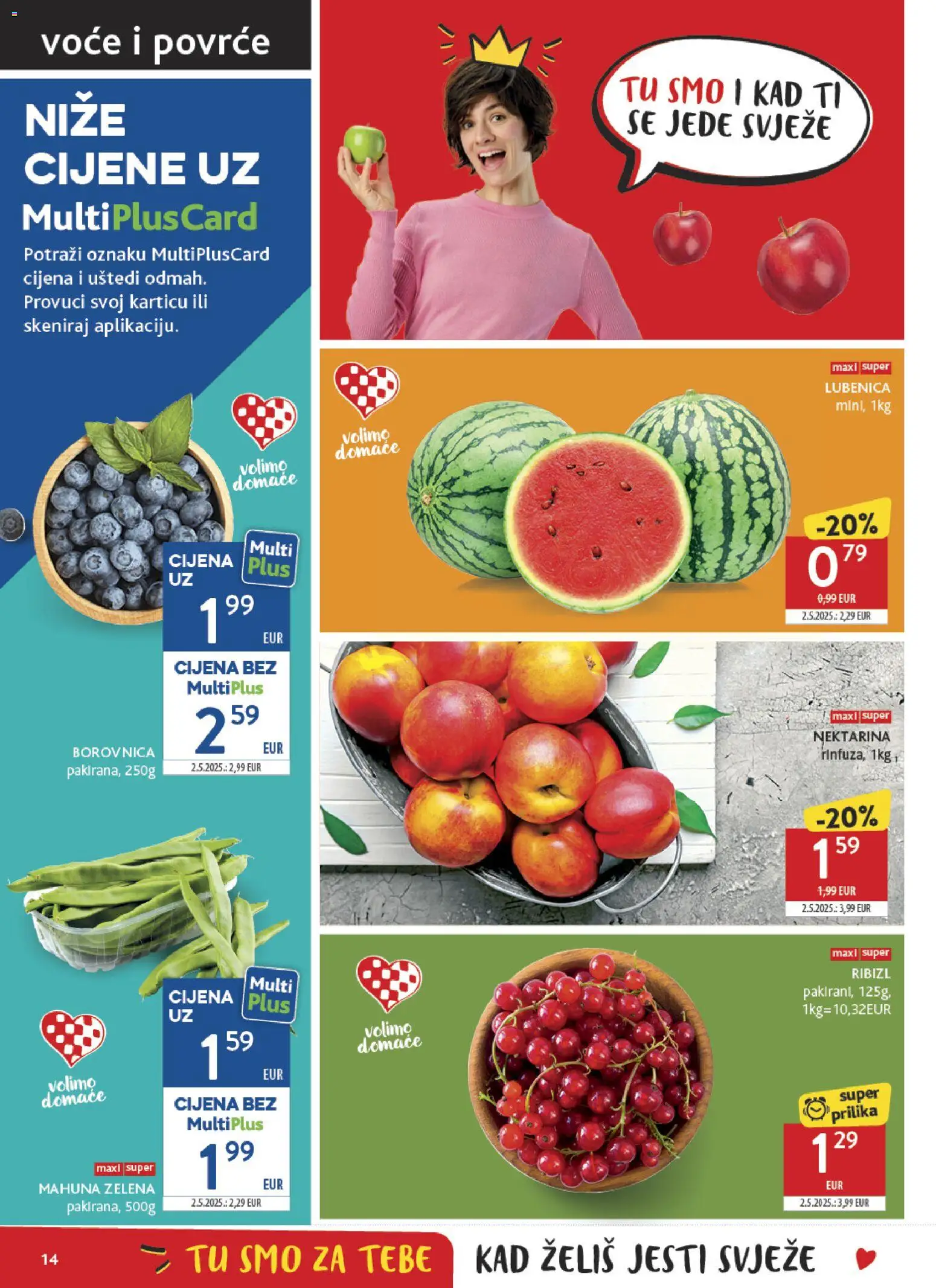 Konzum katalog | vrijedi od 08.07.2026 | Stranica: 14 | Proizvodi: Mahuna, Povrće, Voće, Lubenica