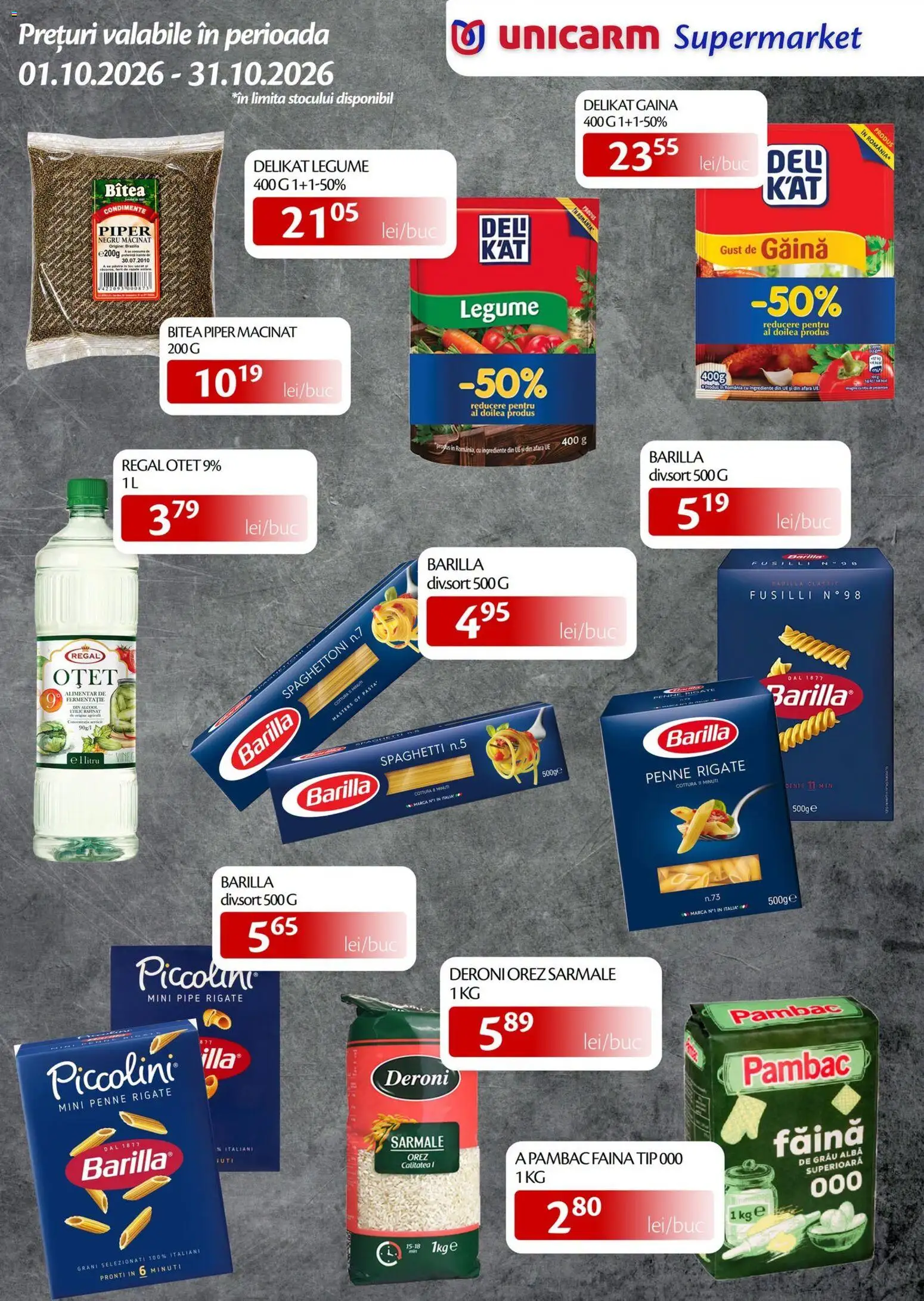 Noul catalog Unicarm – valabil de la 01.10.2026 | Pagină: 6 | Produse: Făină, Orez, Tip, Condimente