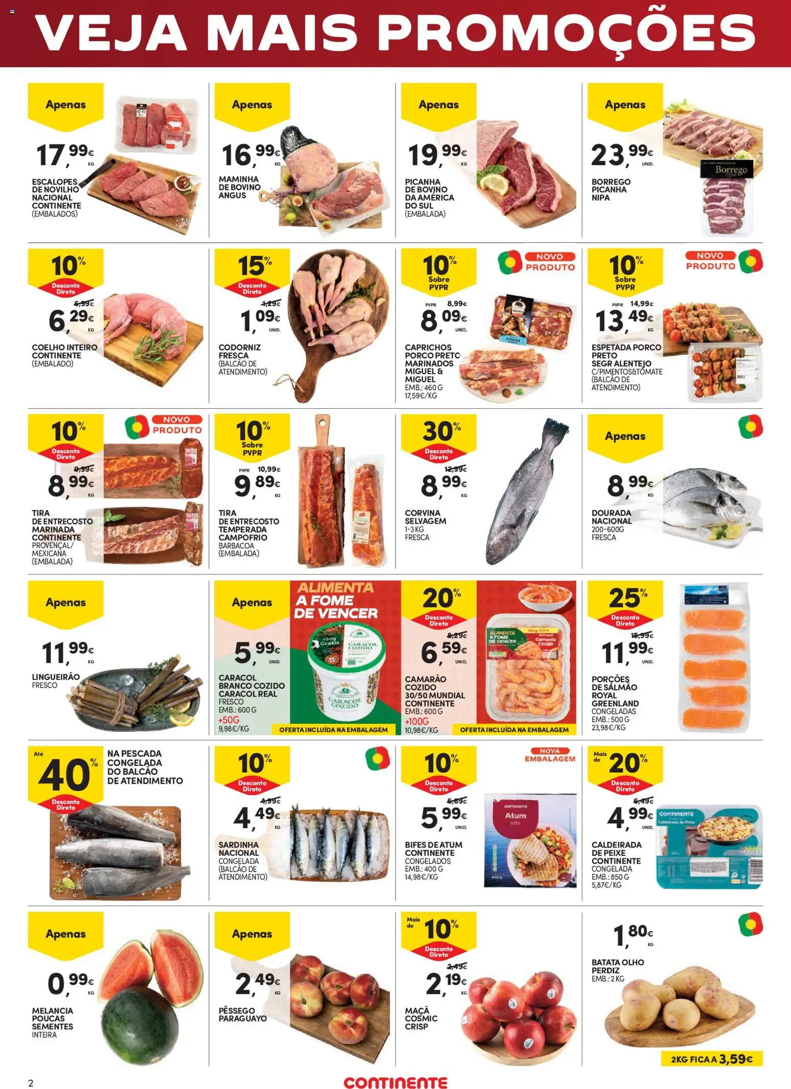 Continente Fim de Semana à Continente │ válido de 10/07/2026 | Página: 2 | Produtos: Batata, Atum, Camarão, Melancia