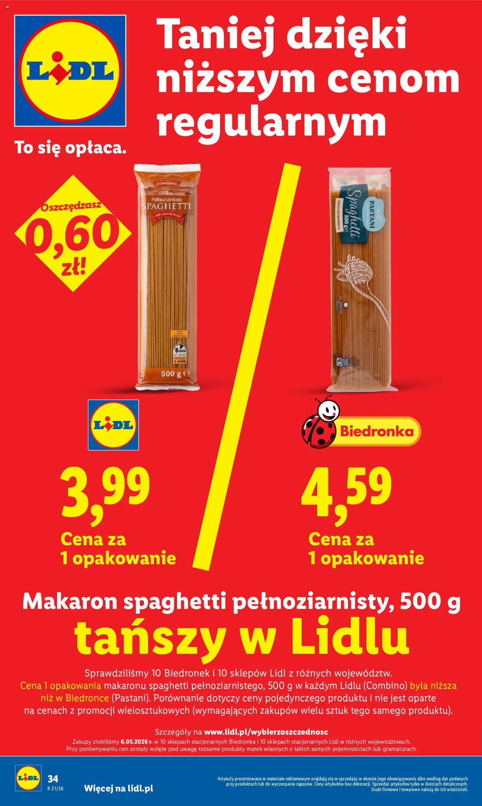 Lidl gazetka od 21.05.2026 | Strona: 34 | Produkty: Makaron spaghetti, Makaron