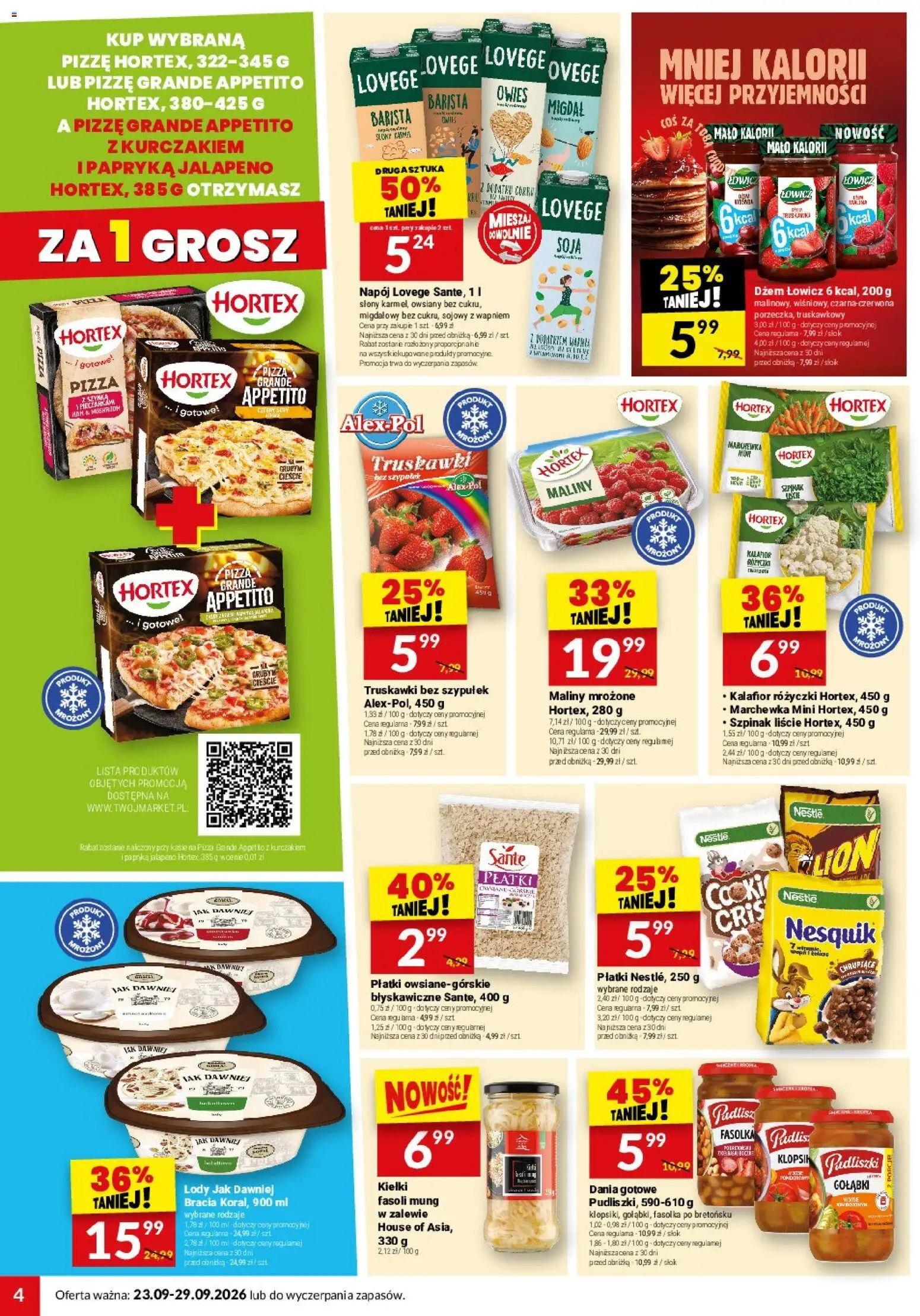 Twój Market gazetka od 23.09.2026 | Strona: 4 | Produkty: Gołąbki, Kiełki, Dżem, Truskawki