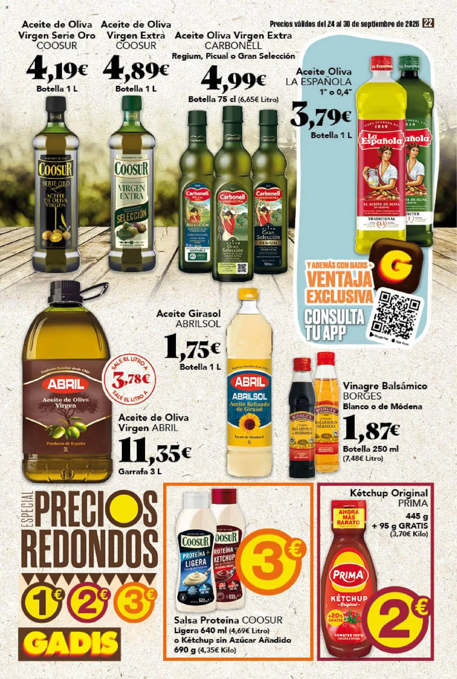 Gadis folleto │ válido desde el 24/09/2026 | Página: 22 | Productos: Proteína, Aceite de oliva, Azúcar, Vinagre