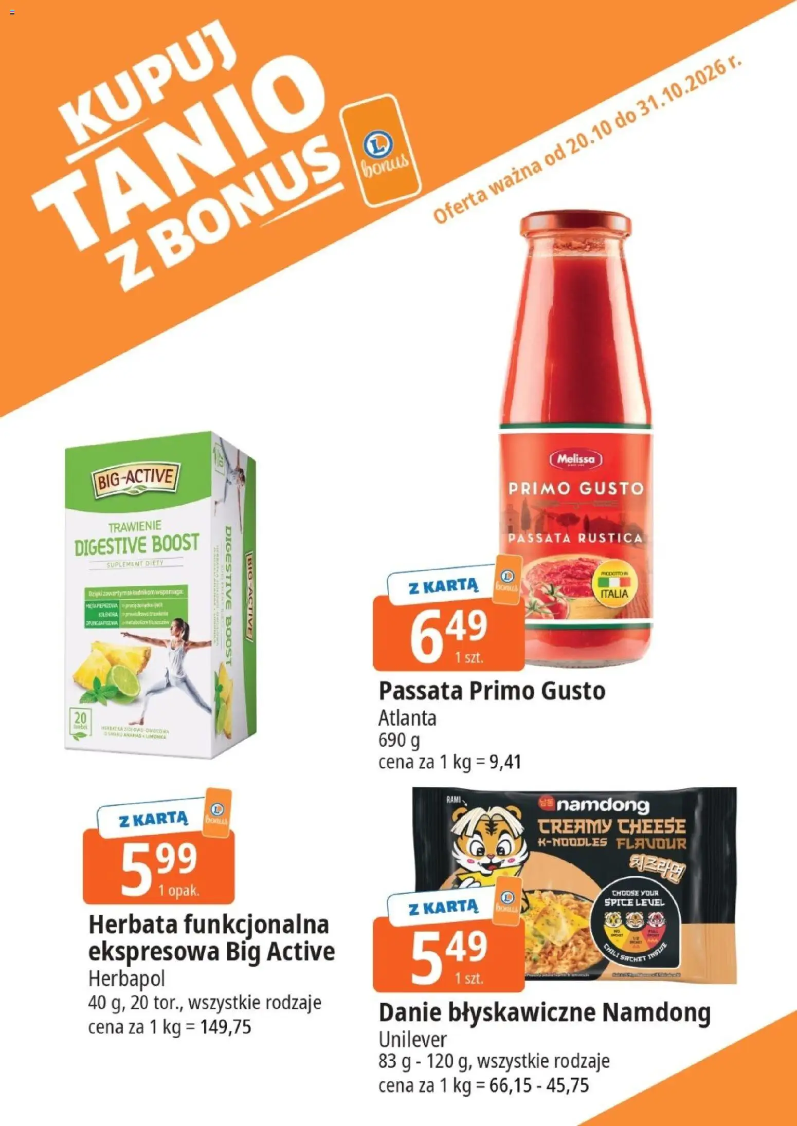 E.Leclerc gazetka - Kupuj Tanio Z Bonus od 20.10.2026 | Strona: 2 | Produkty: Chili, Karta, Herbata, Passata