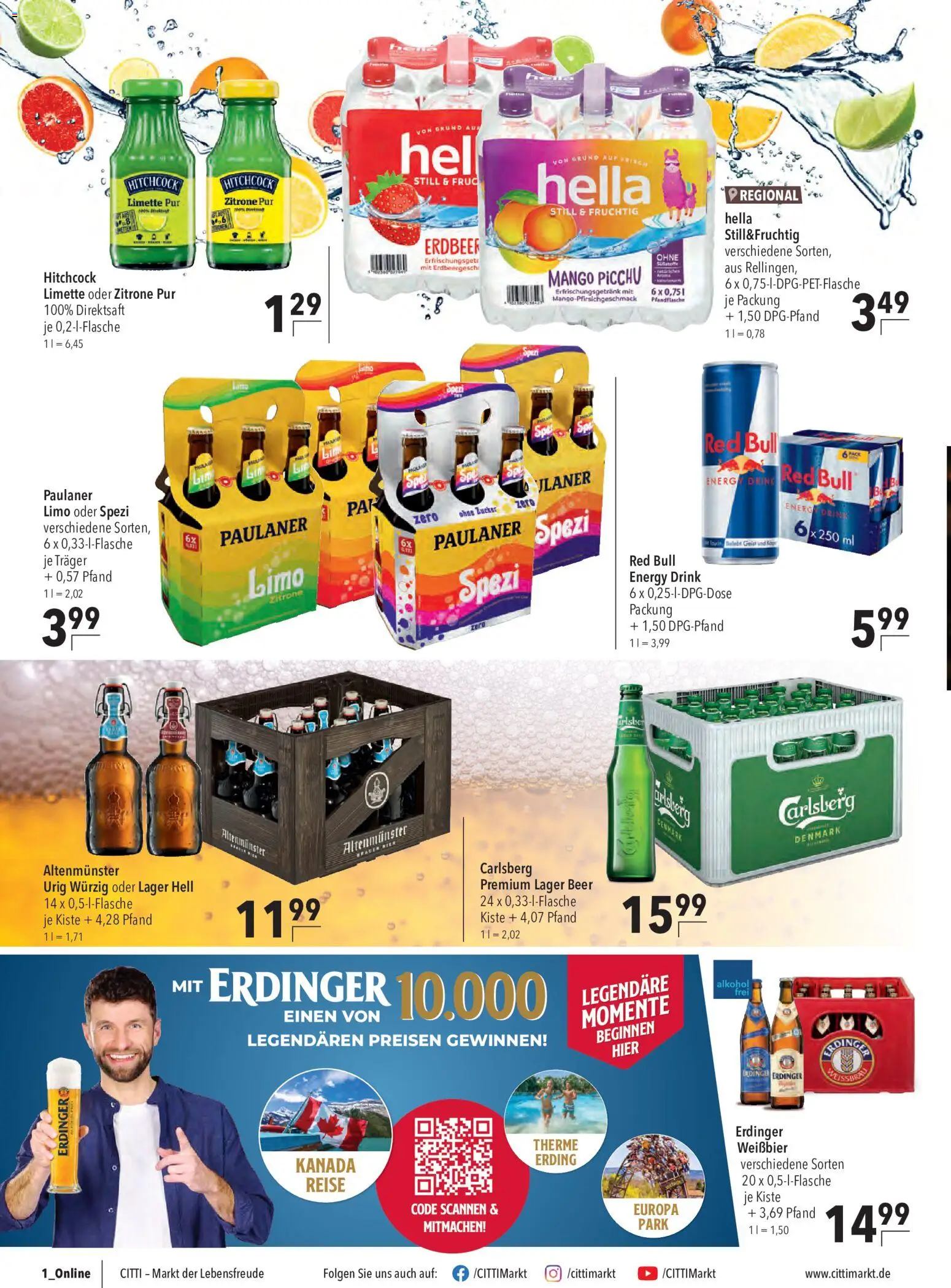 CITTI Markt Prospekt – gültig ab 22.07.2026 | Seite: 12 | Produkte: Red bull, Carlsberg, Mango, Limette