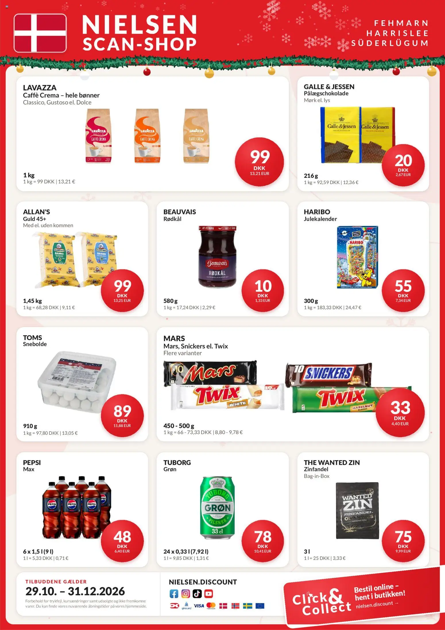 Nielsen Discount tilbudsavis – gyldig fra 29/10/2026 | Side: 1 | Produkter: Rødkål, Bønner, Pålægschokolade, Pepsi
