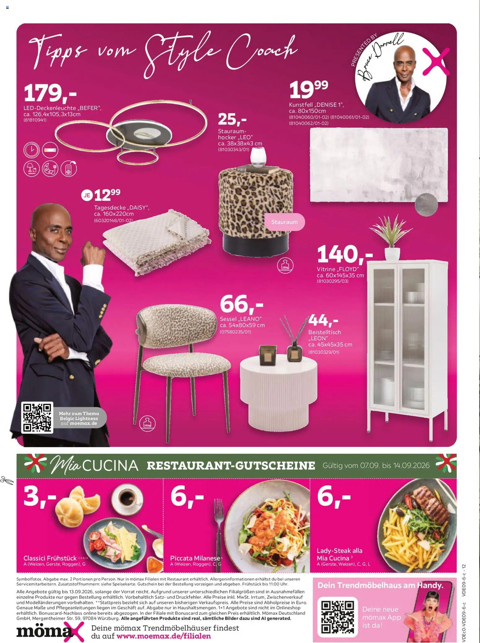 Mömax Prospekt – gültig ab 07.09.2026 | Seite: 12 | Produkte: Beistelltisch, Vitrine, Sessel, Tagesdecke