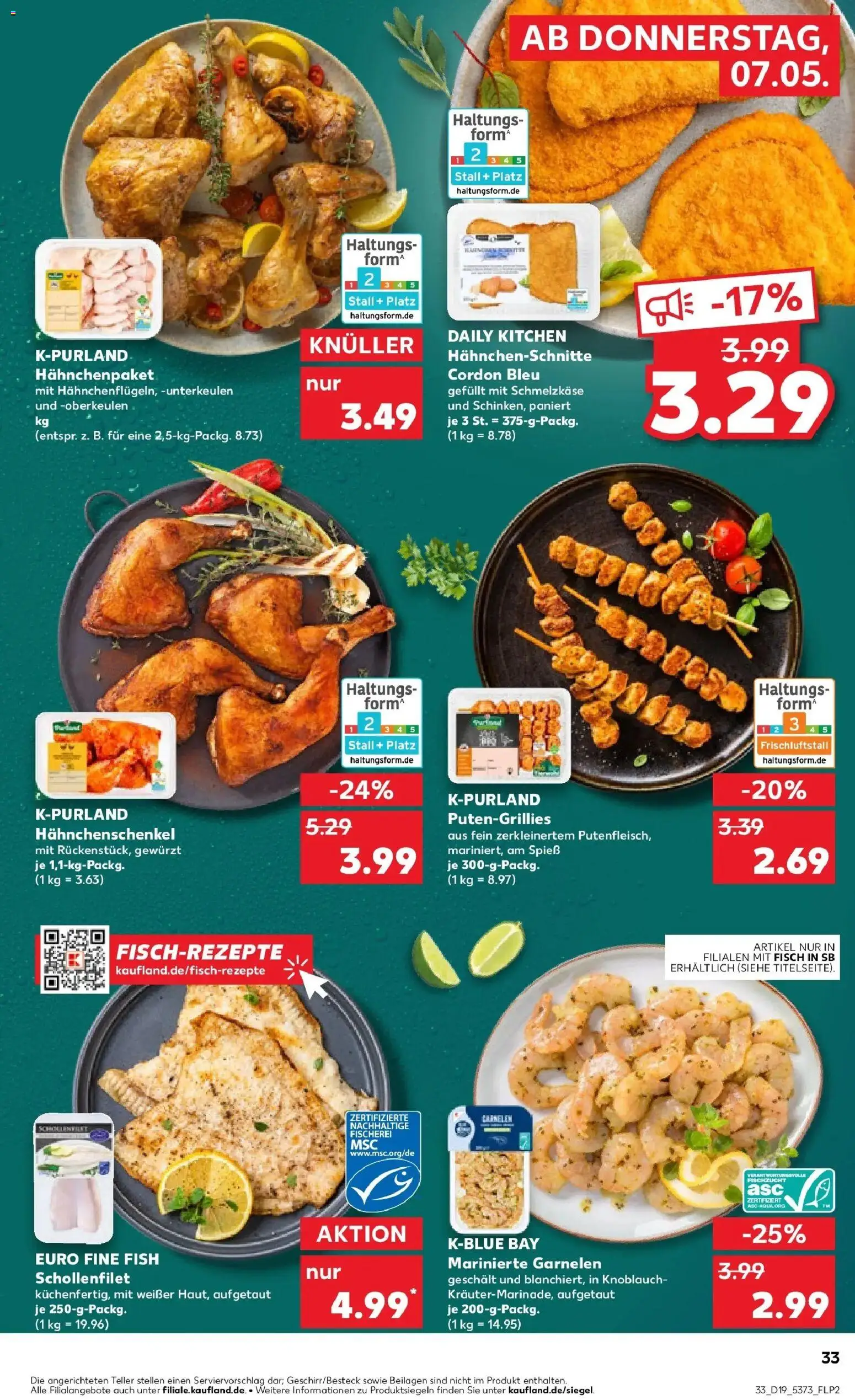 Prospekt Kaufland ab 04.05.2026 » Angebote Online zum Blättern | Seite: 38 | Produkte: Hahnchenschenkel, Garnelen, Fisch, Knoblauch