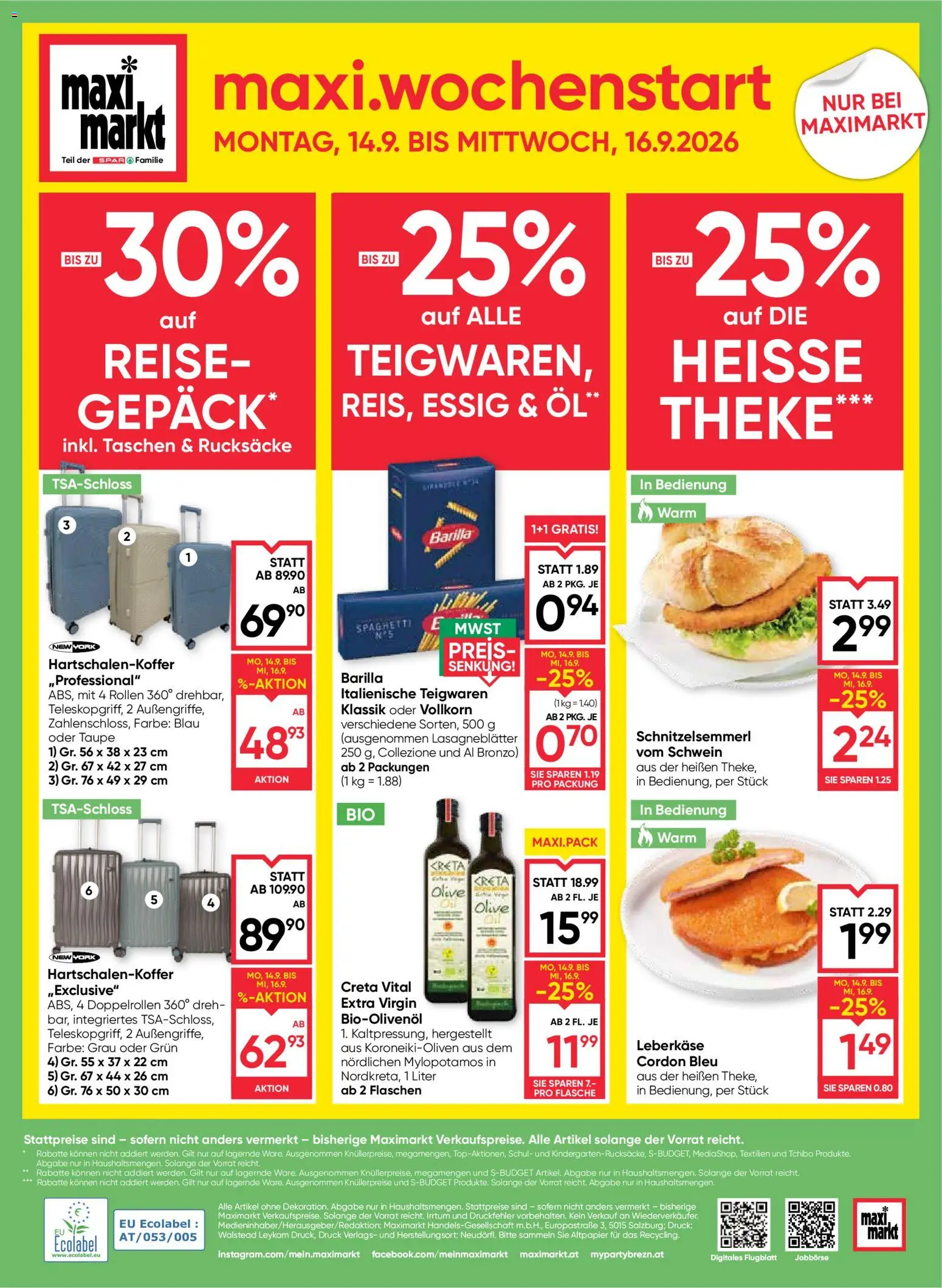 Maximarkt Flugblatt gültig ab 10.09.2026 | Seite: 24 | Produkte: Barilla, Spaghetti, Öl