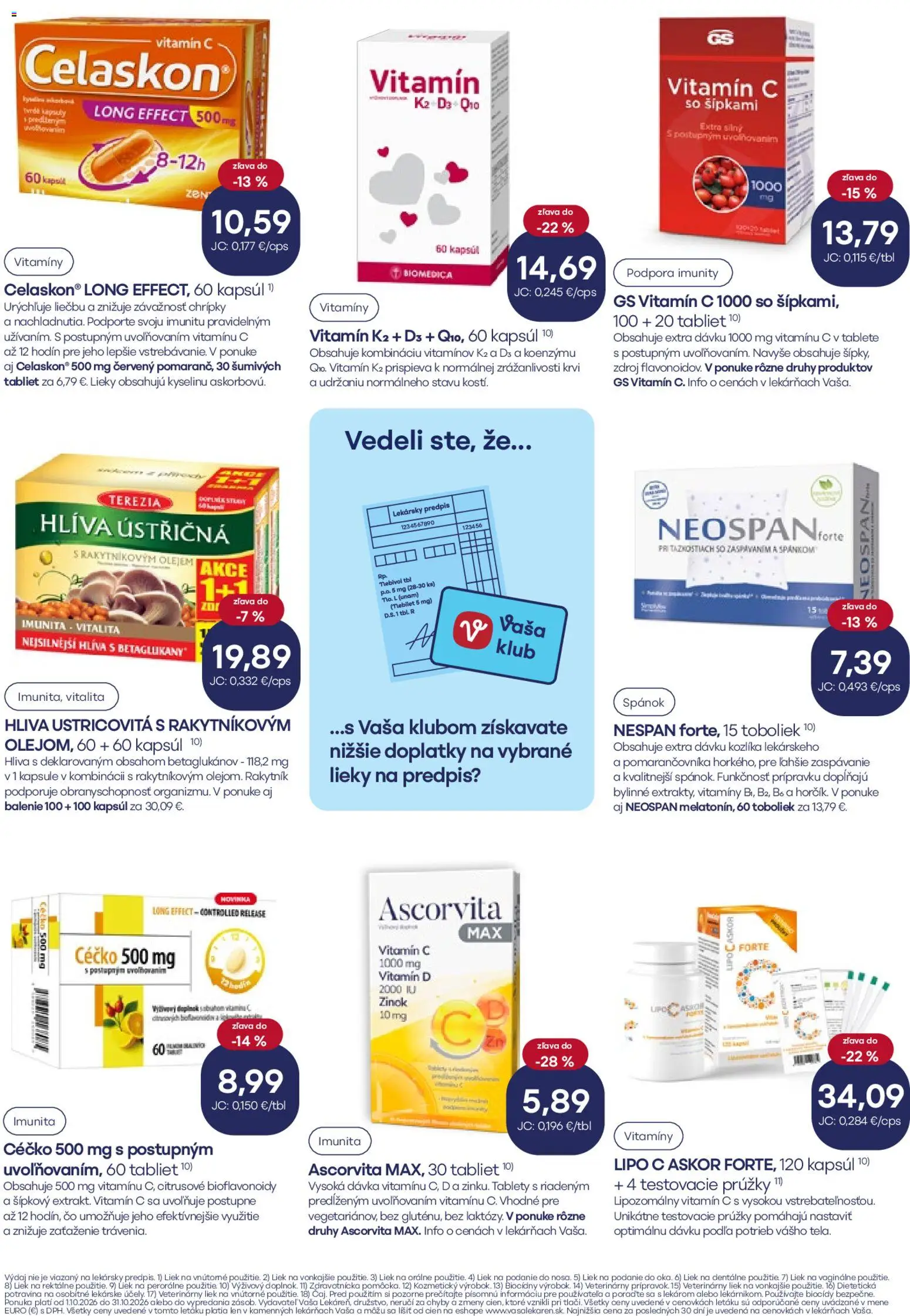 Nové Vaša lekáreň akcie – leták je platný od 01.10.2026 | Strana: 12 | Produkty: Kapsule