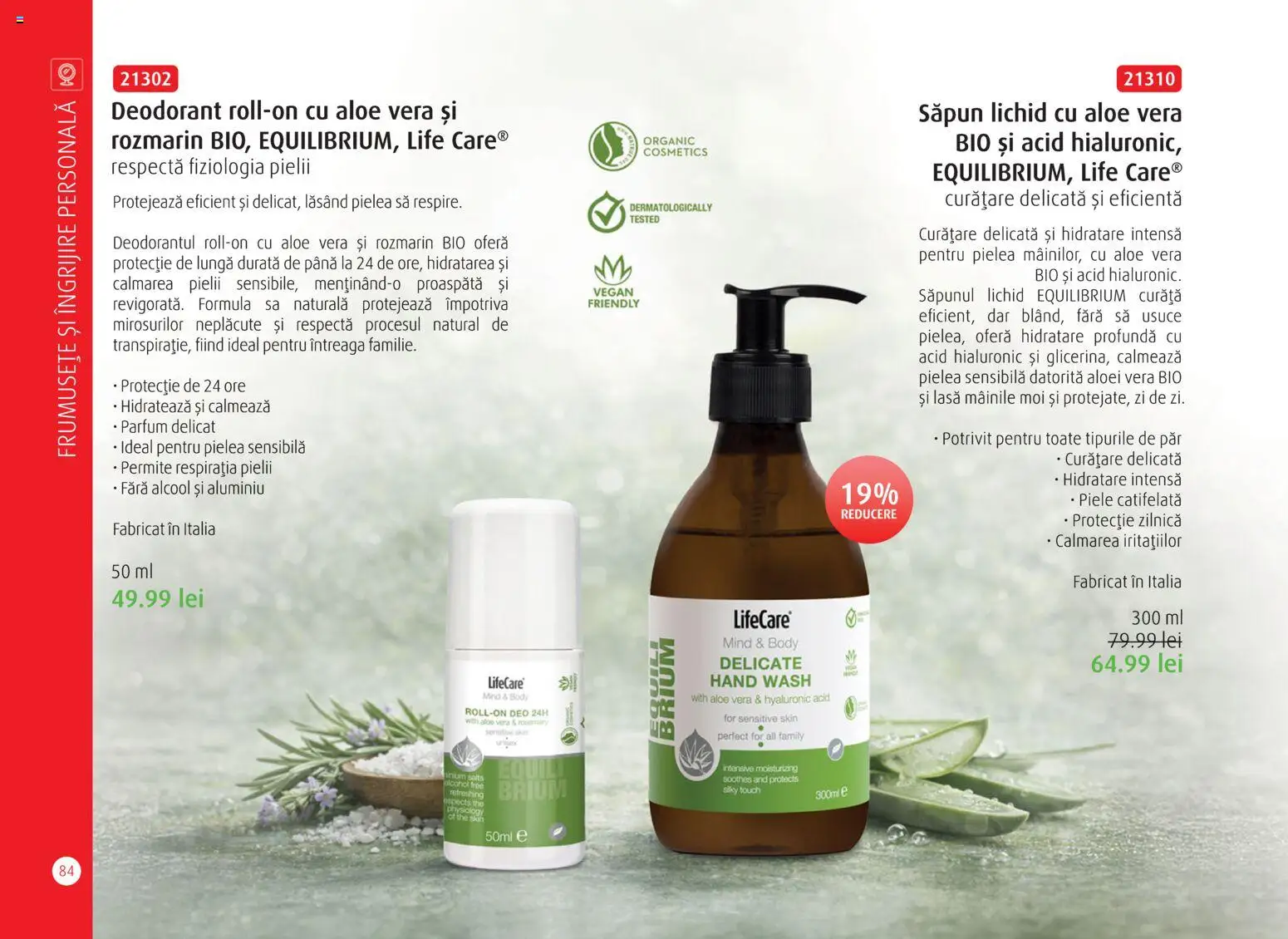 Noul catalog Life Care – valabil de la 01.04.2026 | Pagină: 86 | Produse: Aloe vera, Săpun, Deodorant, Săpun lichid