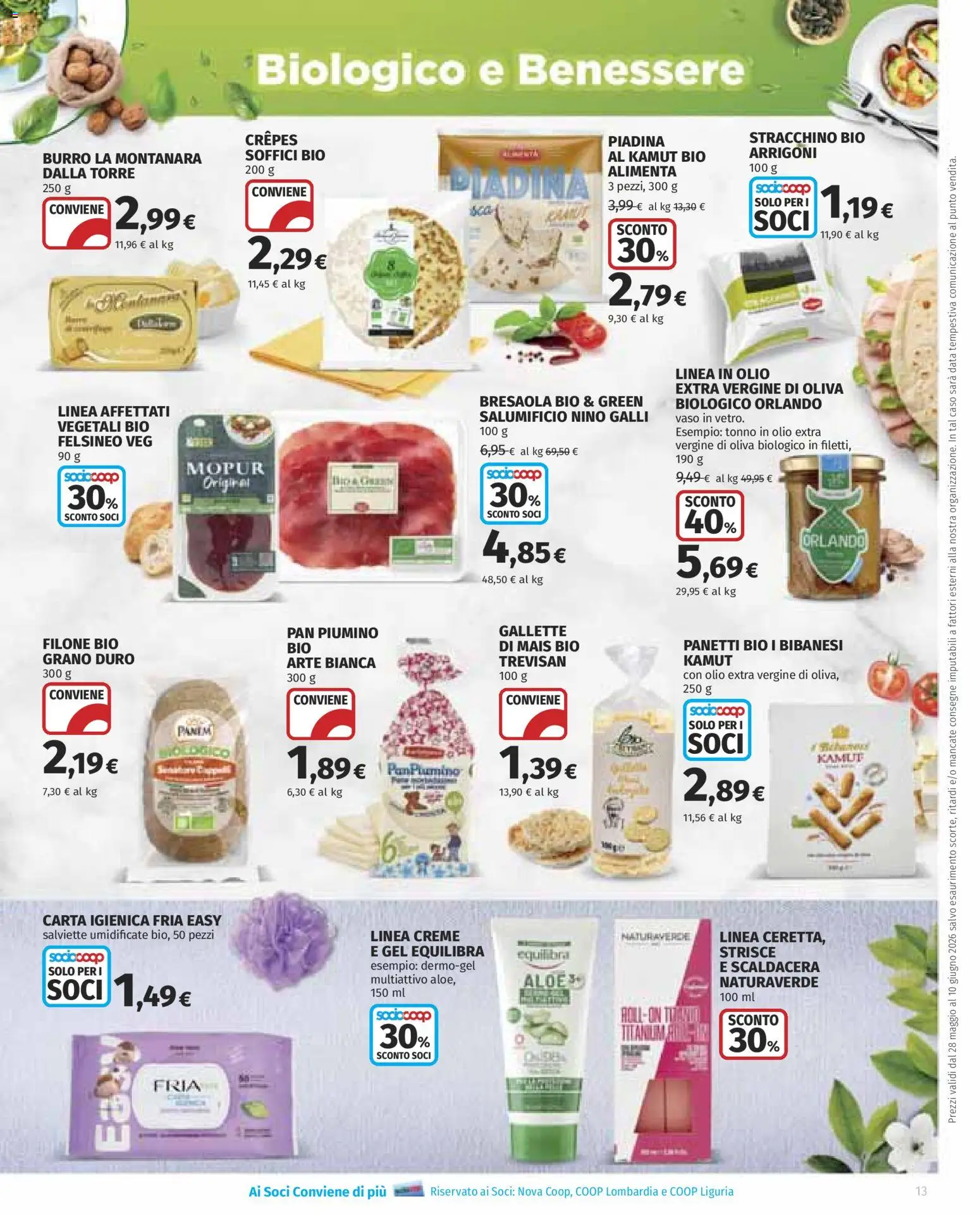 Volantino COOP del 28.05.2026 | Pagina: 13 | Prodotti: Carta igienica, Data, Piadina, Vaso