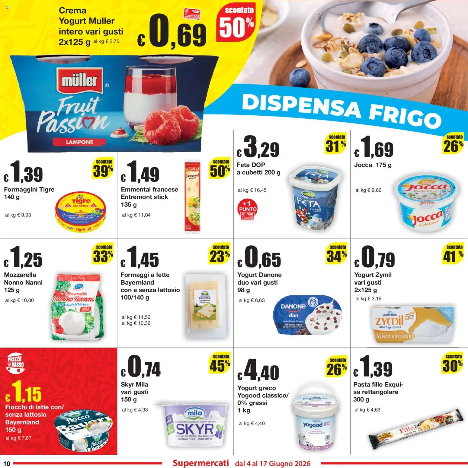 Volantino Sì con Te del 04.06.2026 | Pagina: 10 | Prodotti: Yogurt greco, Fiocchi di latte, Pasta, Lampone