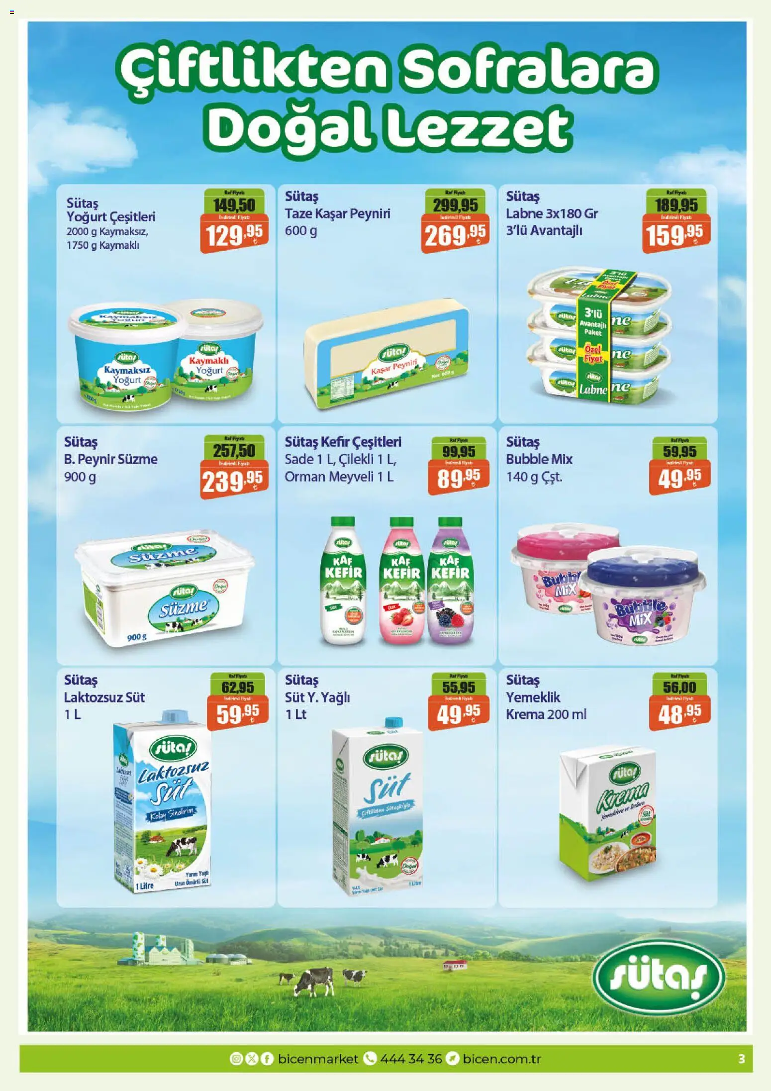Biçen Market Katalog - 14 Temmuz 2026 tarihinden itibaren geçerlidir | Sayfa: 3 | Ürünler: Raf, Süt, Peynir, Krema