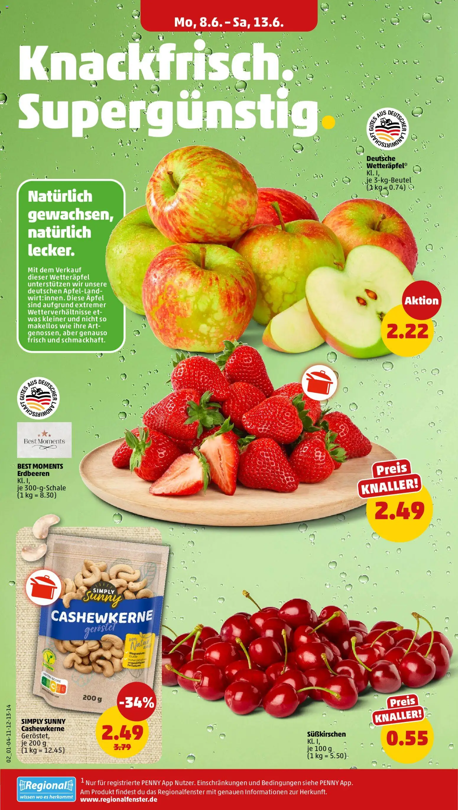 Penny Prospekt – gültig ab 08.06.2026 | Seite: 2 | Produkte: Äpfel, Erdbeeren