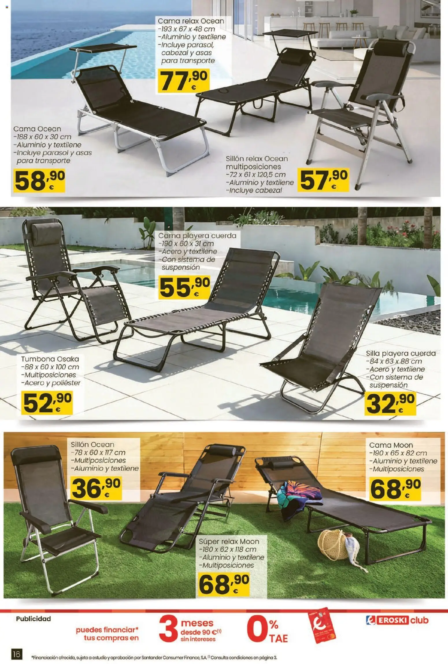 Eroski Qué planazo │ válido desde el 26.03.2026 | Página: 16 | Productos: Tumbona, Cama, Sillón, Silla