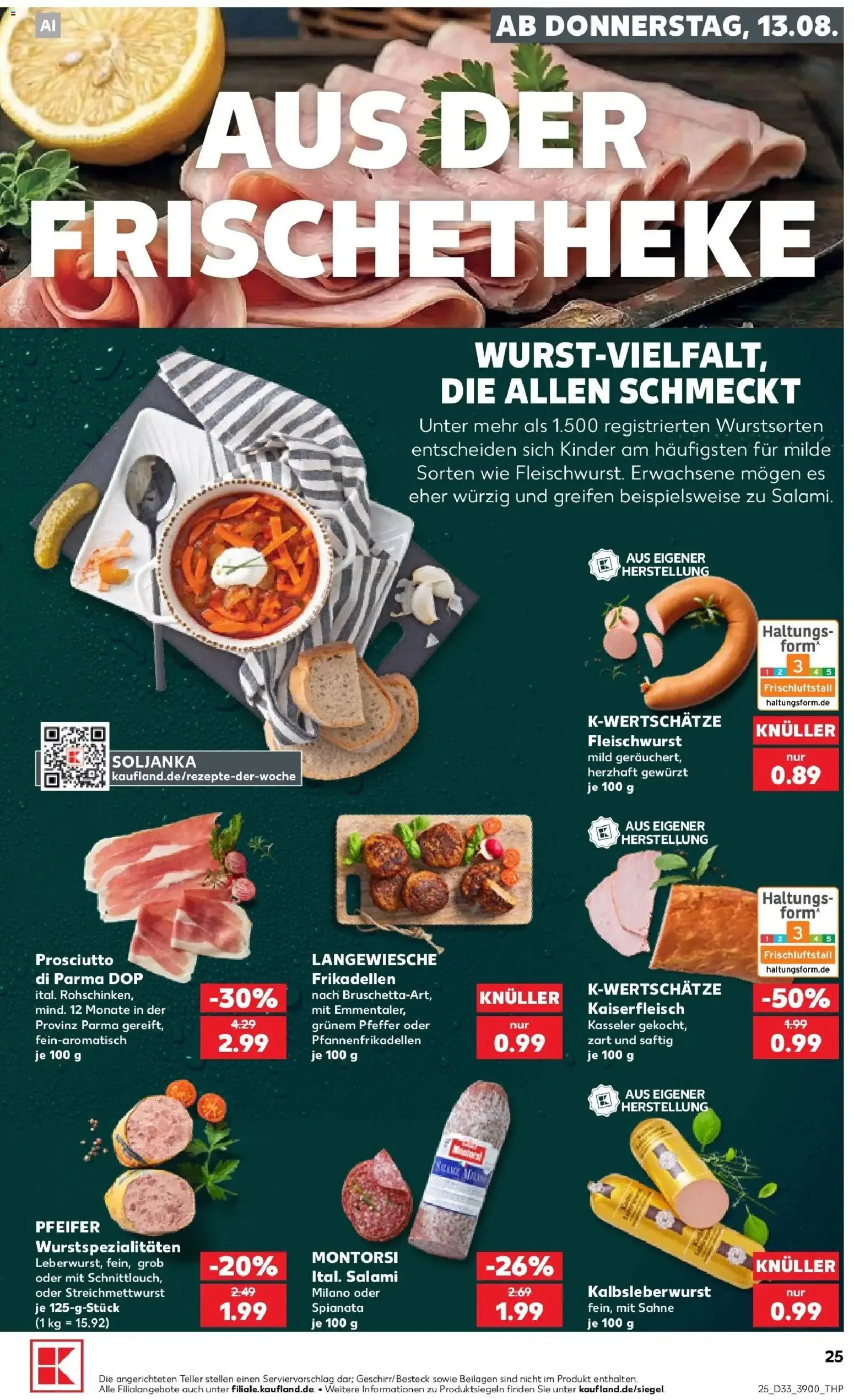 Prospekt Kaufland ab 10.08.2026 » Angebote Online zum Blättern | Seite: 34 | Produkte: Beilagen, Pfeffer, Salami, Sahne