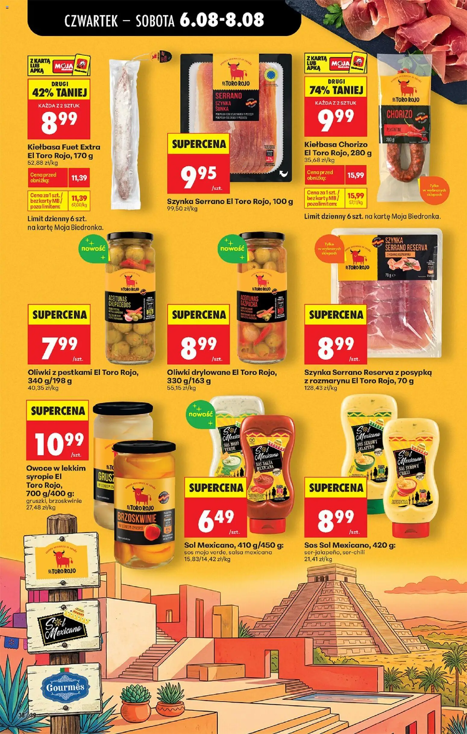 Biedronka gazetka od czwartku od 06.08.2026 | Strona: 64 | Produkty: Karta, Kiełbasa Chorizo, Sos, Sól