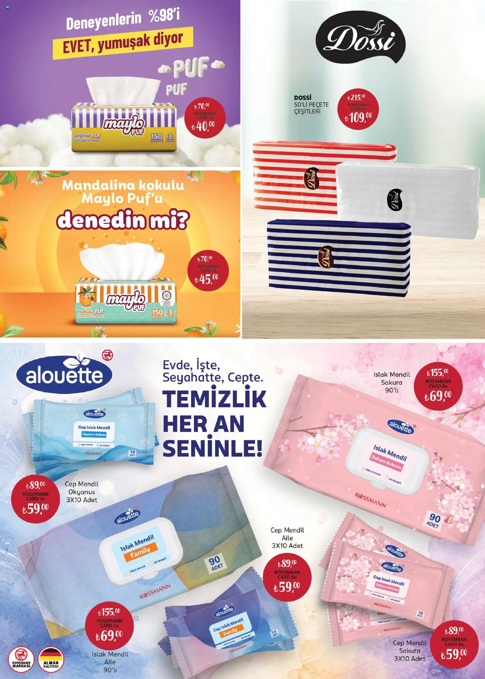 Rossmann - Ağustos Ev & Yaşam Kataloğu - 30 Temmuz 2026 tarihinden itibaren geçerlidir | Sayfa: 13 | Ürünler: Mendil, Mandalina