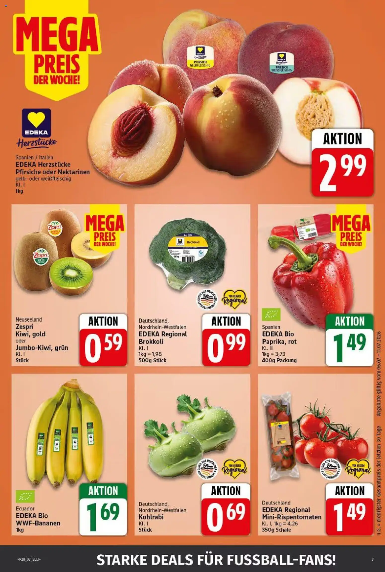 Elli Markt Prospekt Langenberg – gültig ab 06.07.2026 | Seite: 3 | Produkte: Nektarinen, Kohlrabi, Brokkoli, Pfirsich