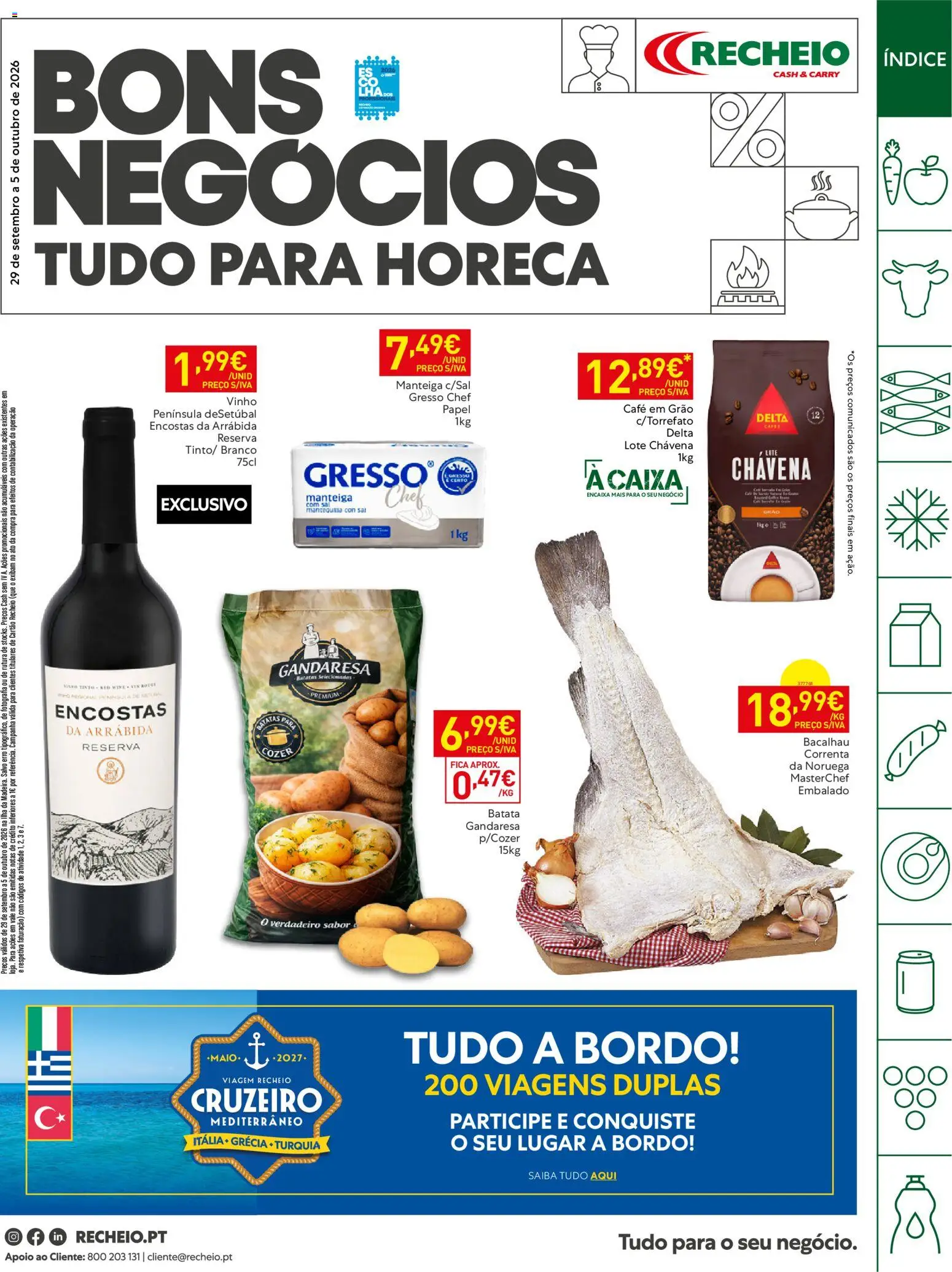 Recheio Horeca Madeira │ válido de 29/09/2026 | Página: 1 | Produtos: Batatas, Manteiga, Café, Vinho