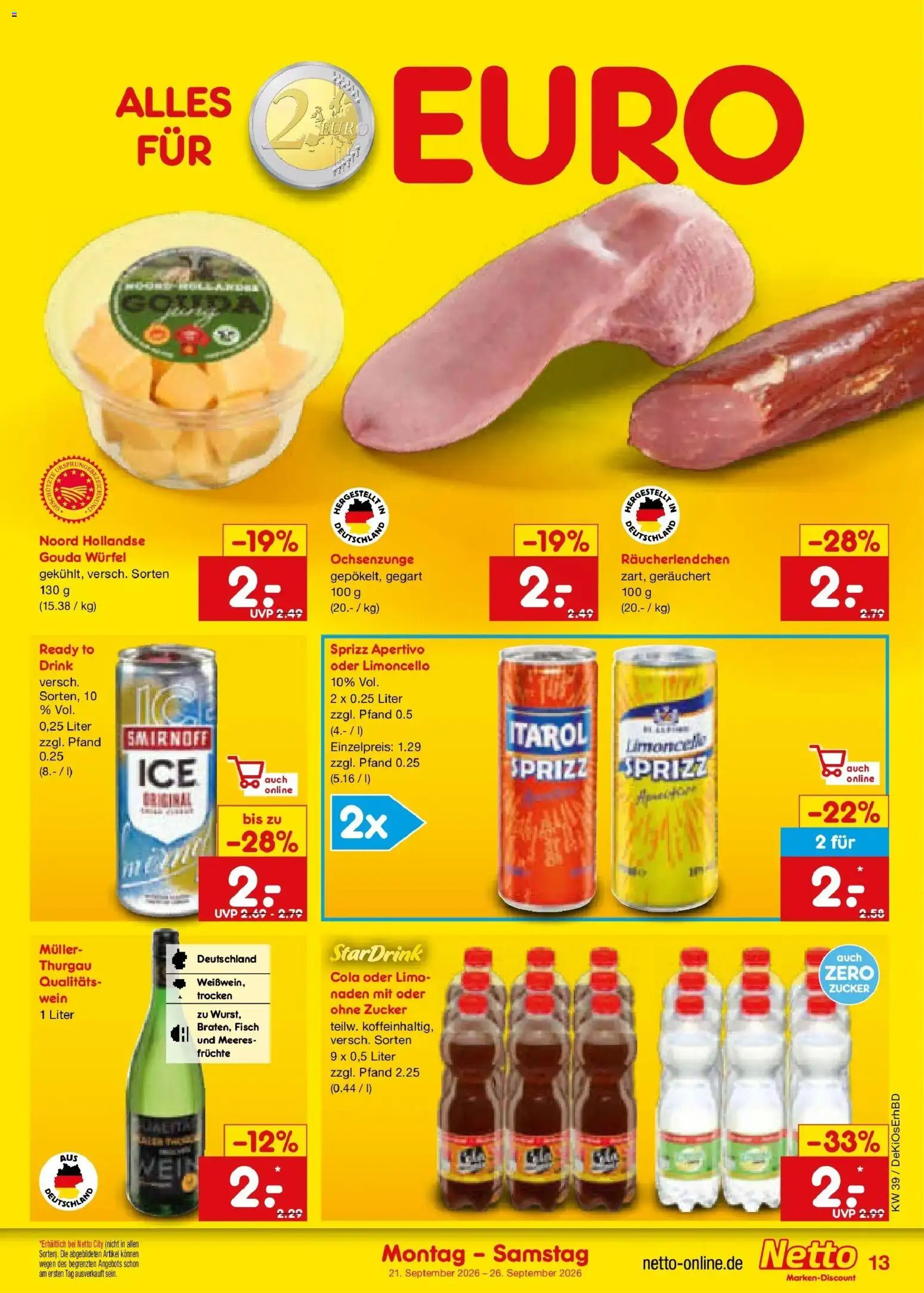 Netto Marken-Discount Prospekt Buttenwiesen – gültig ab 21.09.2026 | Seite: 21 | Produkte: Gouda, Fisch, Zucker, Limoncello