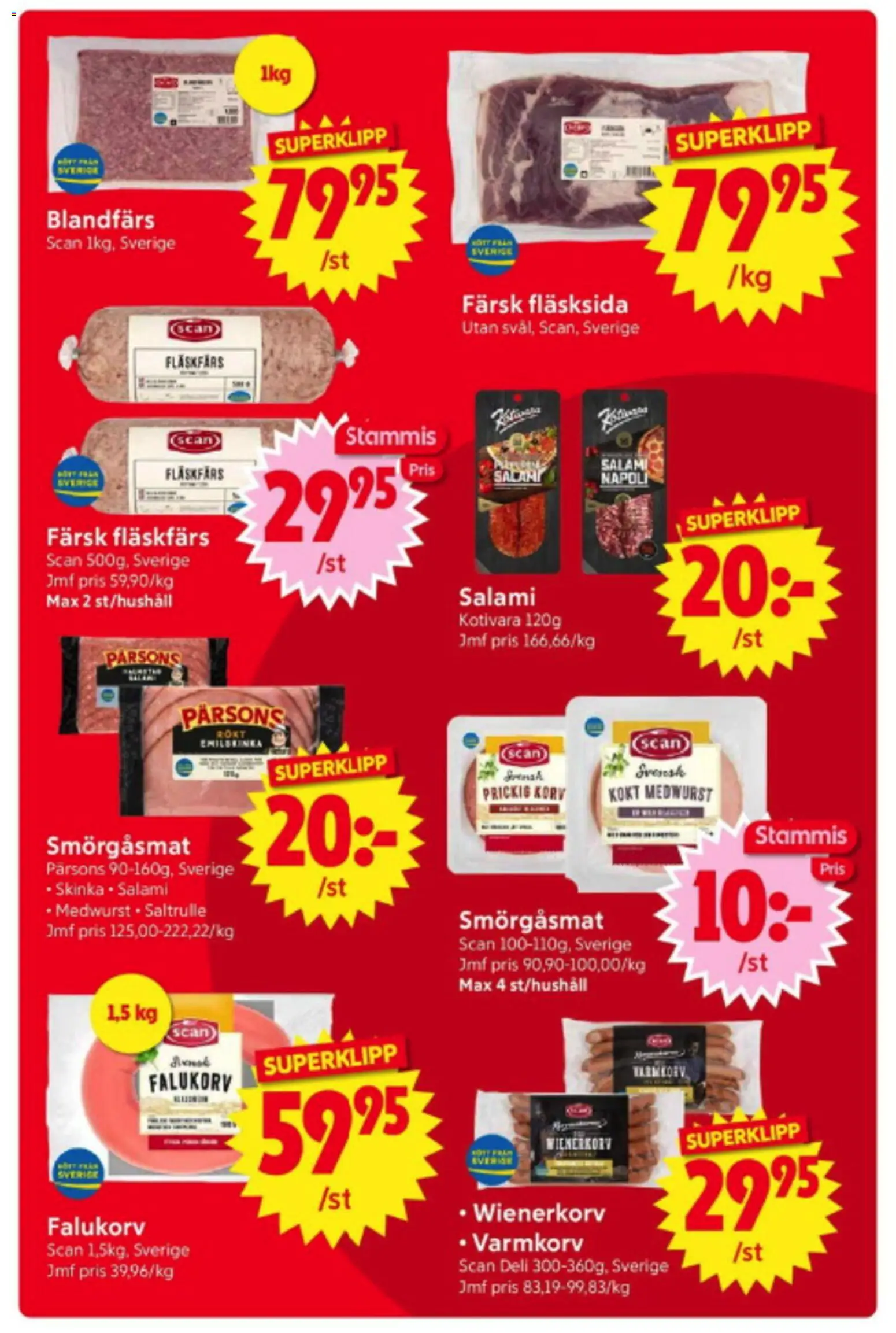 Nya Pulsen reklamblad aktuell från 08.06.2026 | Sida: 4 | Produkter: Varmkorv, Falukorv, Salami, Wienerkorv