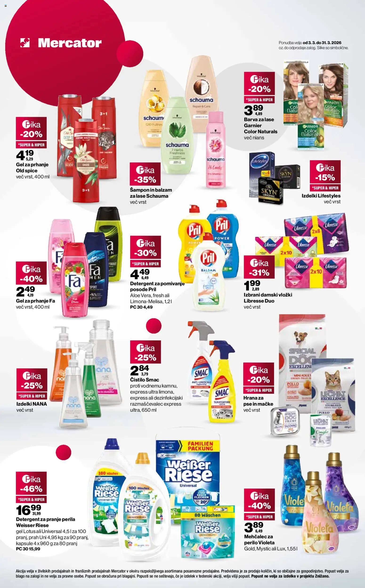 Novi Mercator katalog ponudbe – veljaven od 07.03.2026 | Stran: 3 | Izdelki: Hrana za pse, Mehčalec, Sampon, Barva