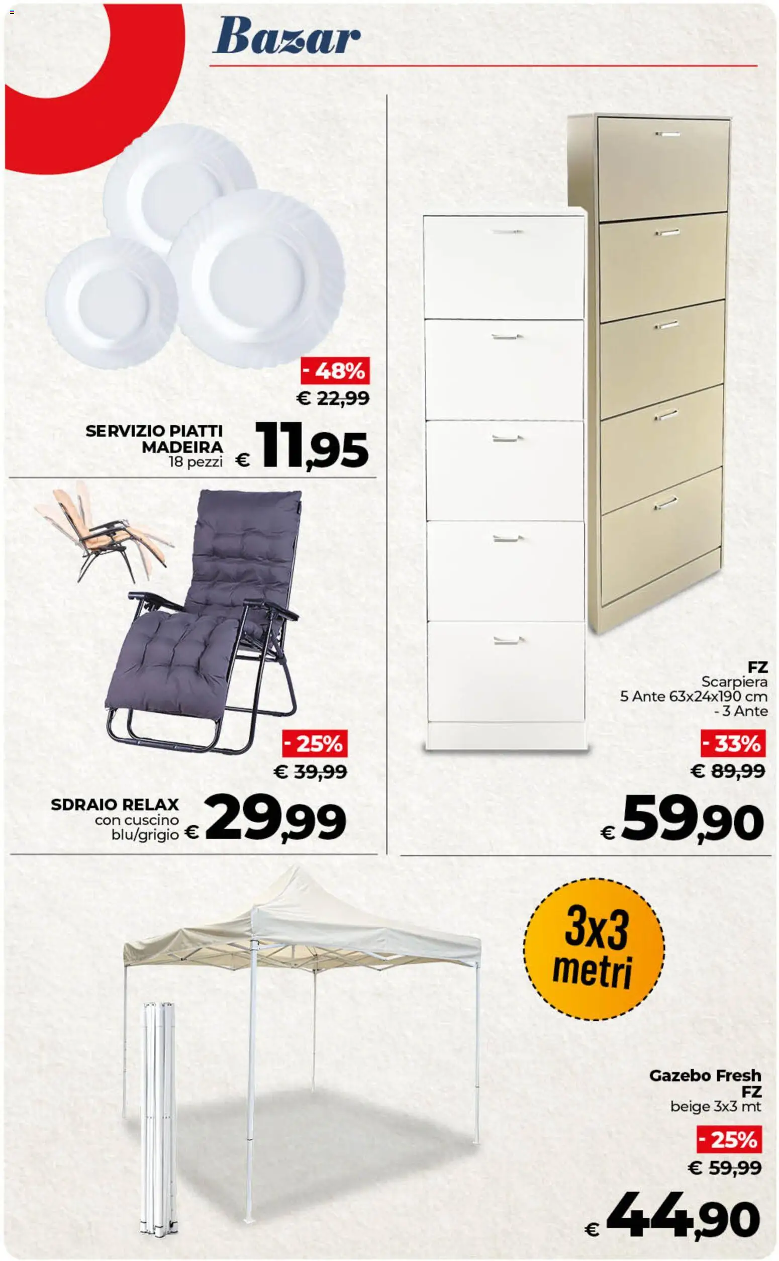 Volantino COOP del 29.05.2026 | Pagina: 45 | Prodotti: Sdraio, Gazebo, Scarpiera, Cuscino