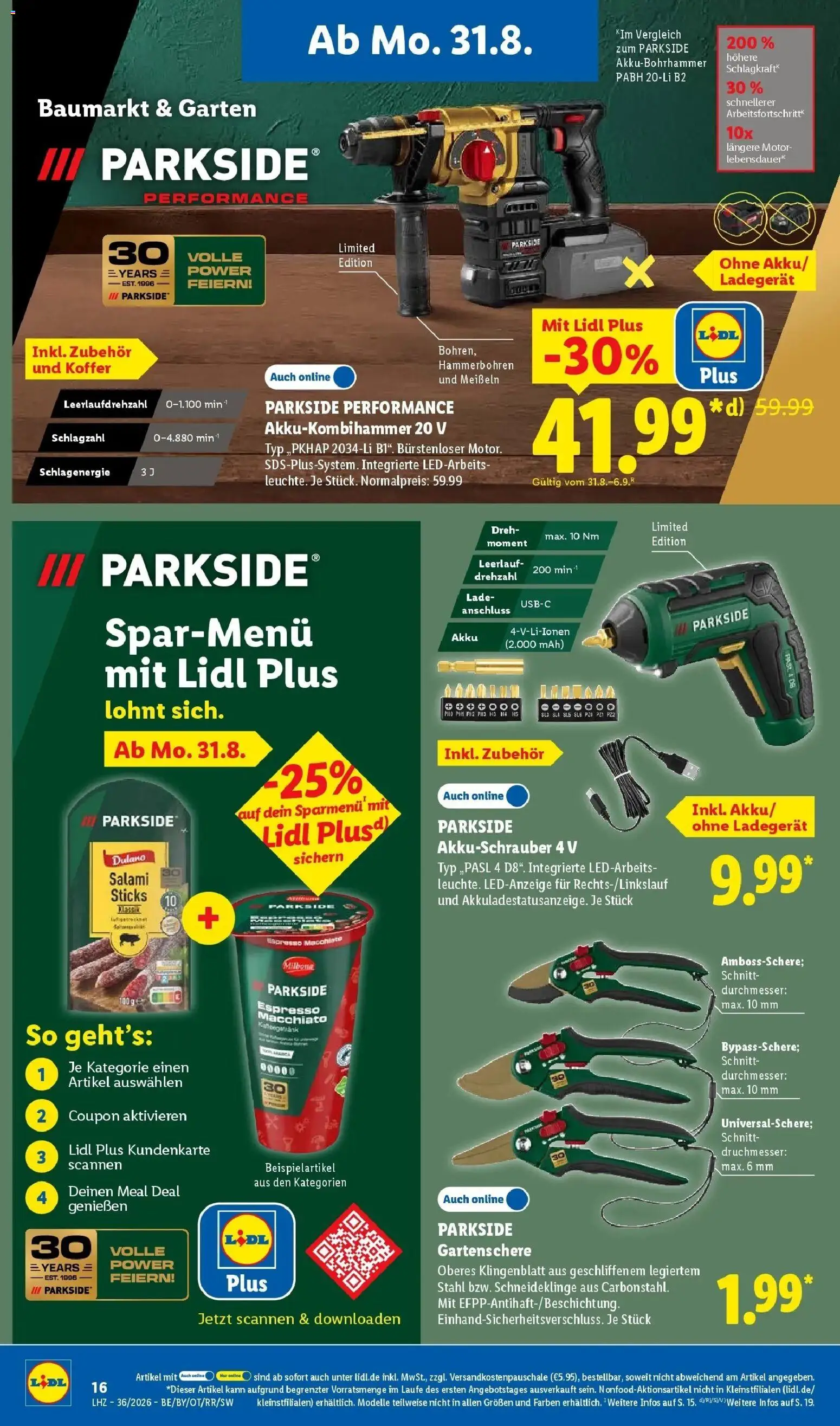 Lidl Prospekt Weikersheim – gültig ab 31.08.2026 | Seite: 32 | Produkte: Akkuschrauber, Salami, Koffer, Ladegerät