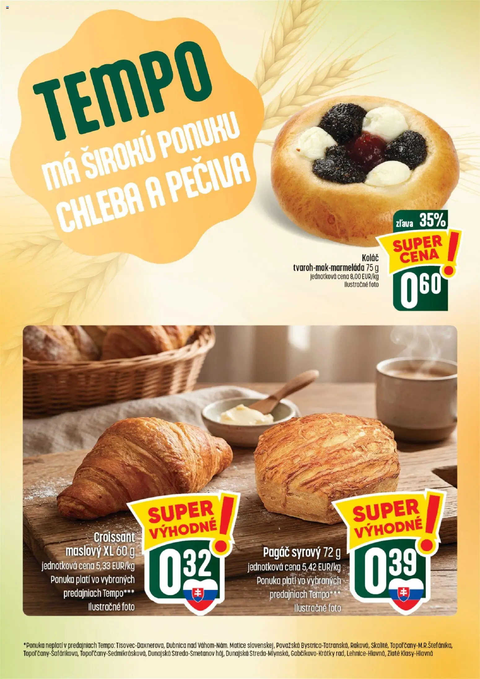 Nové COOP Jednota akcie – leták je platný od 13.08.2026 | Strana: 15 | Produkty: Croissant, Koláč
