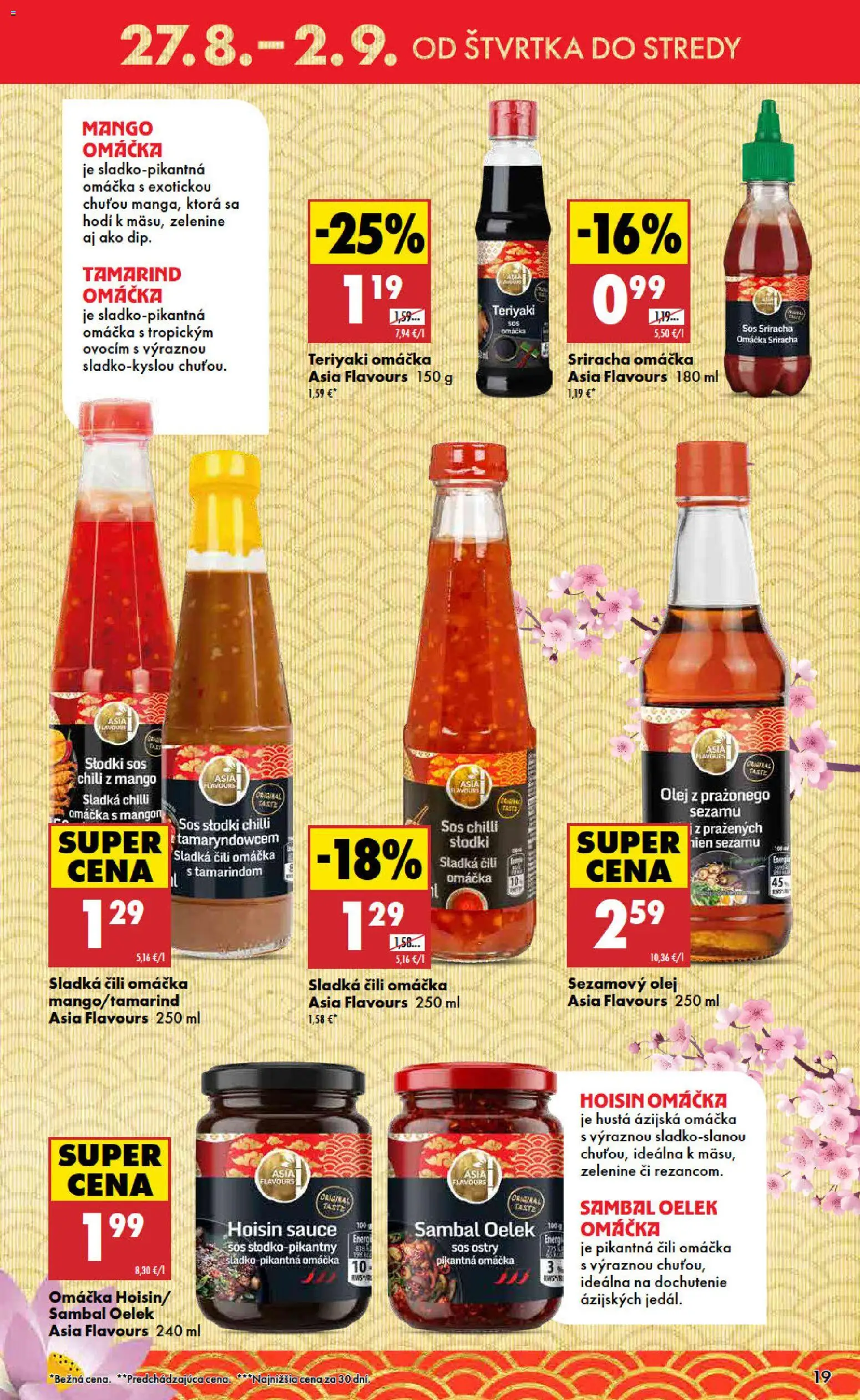 Nové Biedronka akcie – leták je platný od 27.08.2026 | Strana: 19 | Produkty: Olej, Chilli, Omáčka, Mango