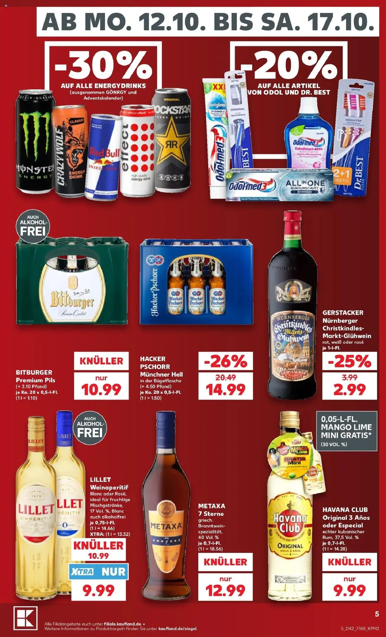 Prospekt Kaufland ab 12.10.2026 » Angebote Online zum Blättern | Seite: 9 | Produkte: Pils, Metaxa, Lillet, Mango