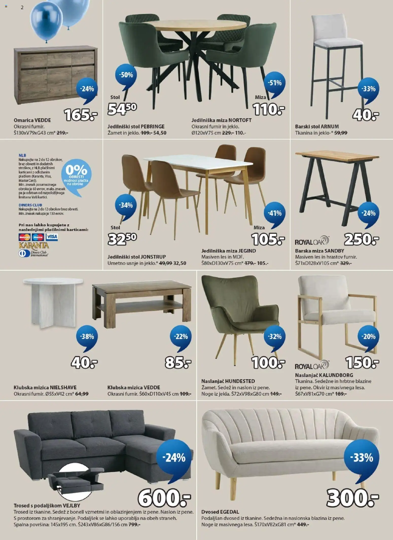 Novi JYSK katalog ponudbe – veljaven od 05.05.2026 | Stran: 2 | Izdelki: Trosed, Dvosed, Furnir, Blazina