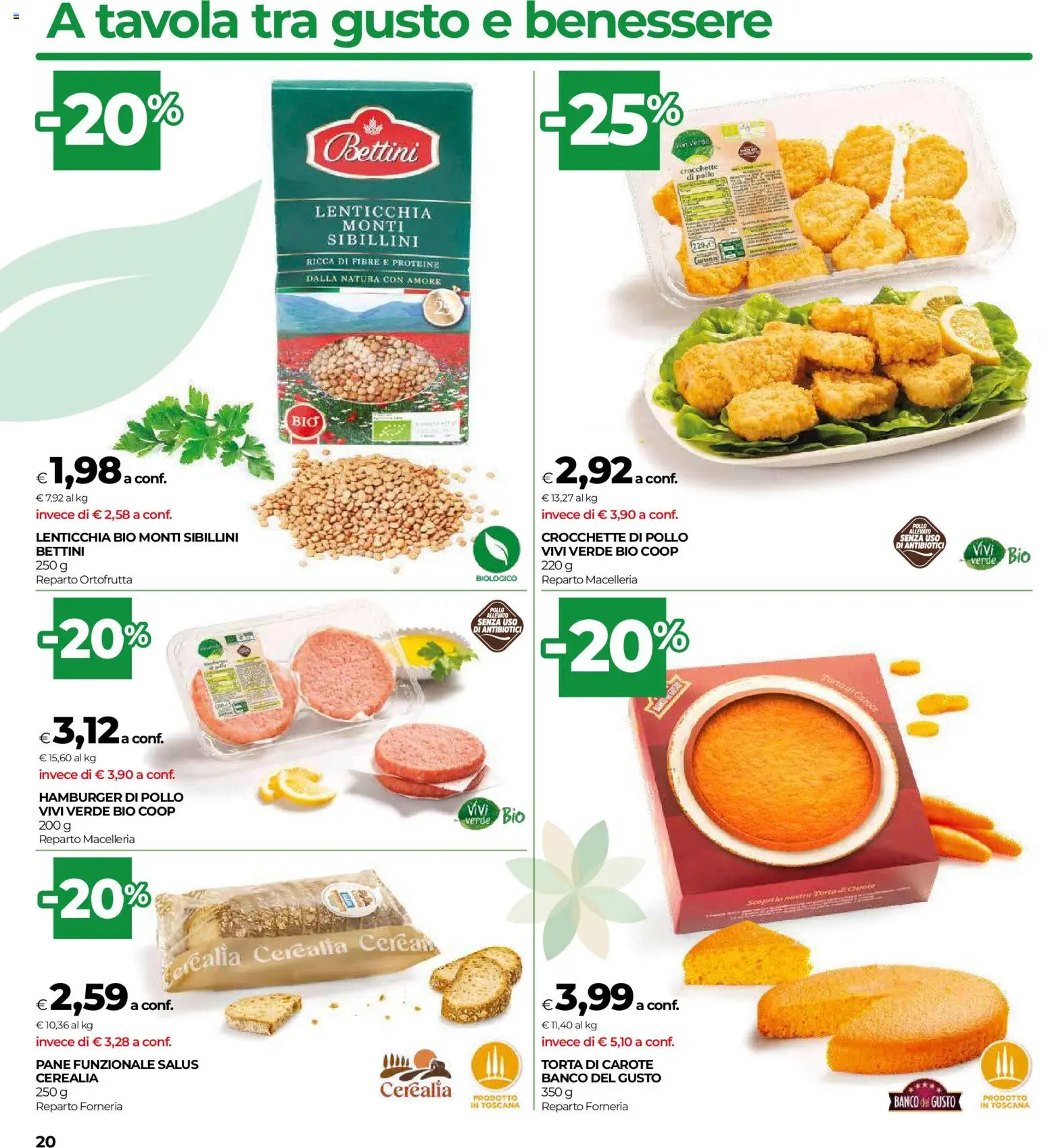 Volantino COOP del 16/07/2026 | Pagina: 20 | Prodotti: Pane, Pollo, Crocchette, Hamburger