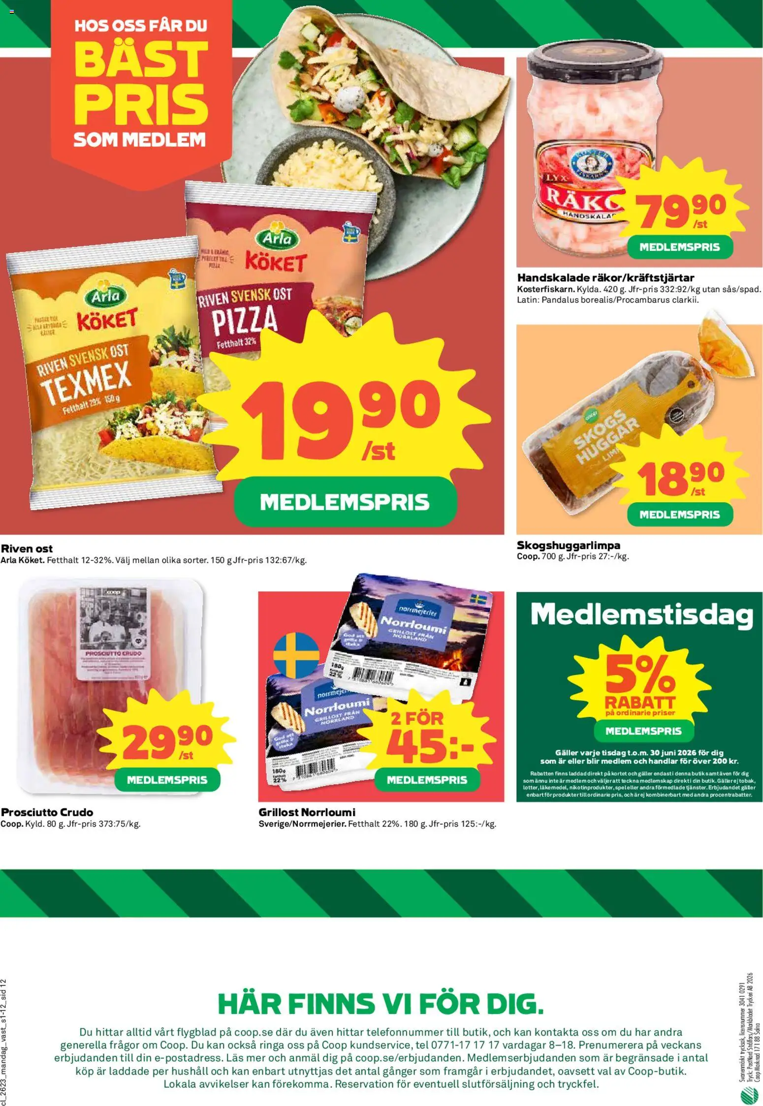 Coop reklamblad aktuell från 01.06.2026 | Sida: 12 | Produkter: Galler, Riven ost, Ost, Pizza