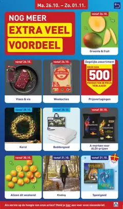Vlees & vis, Raw steak on a plate with rosemary and pepper - Voorbeeld van een folder van Aldi, geldig van 26-10-2026 | Pagina: 3