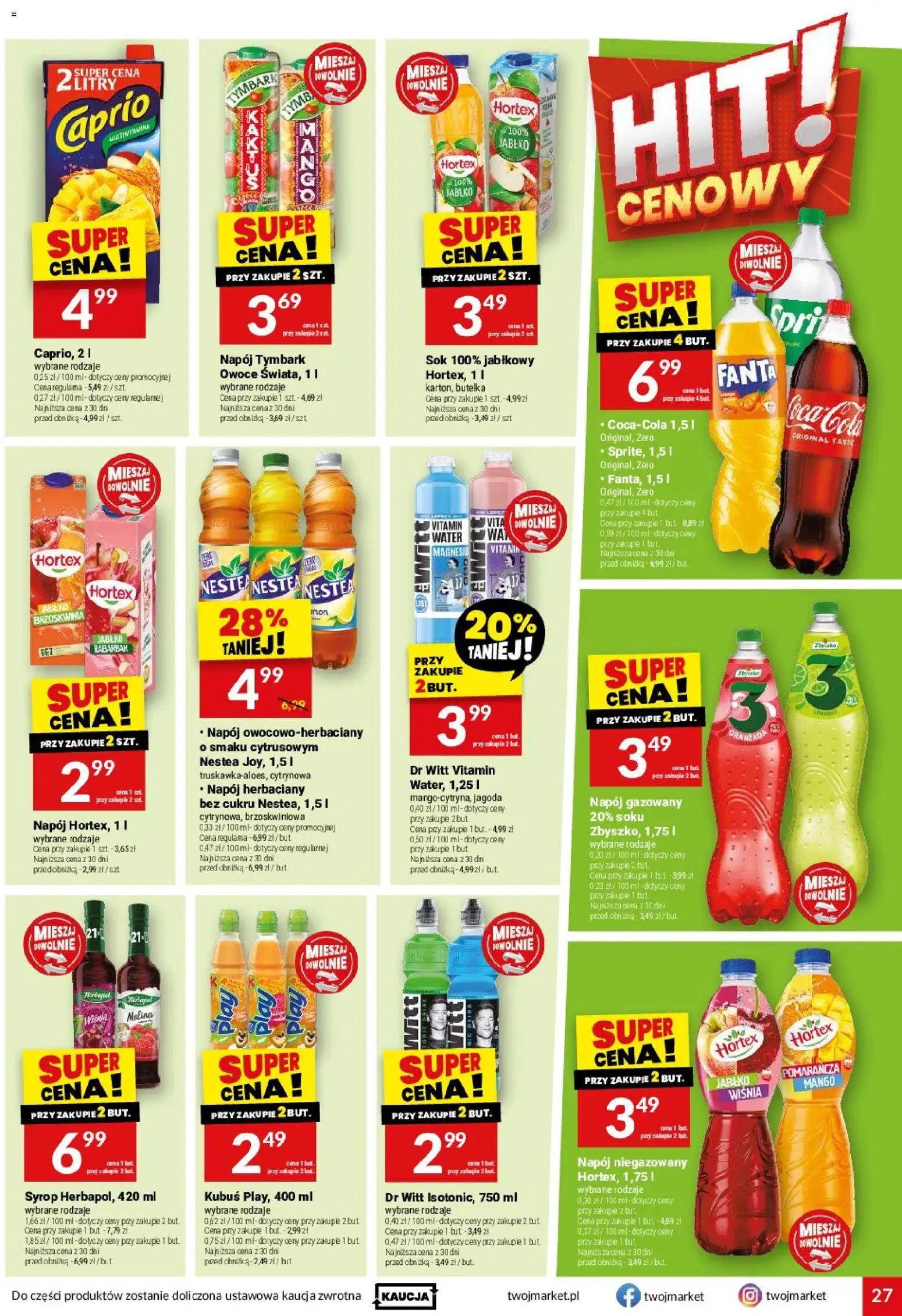 Twój Market gazetka od 29.07.2026 | Strona: 27 | Produkty: Brzoskwinia, Syrop, Malina, Owoce