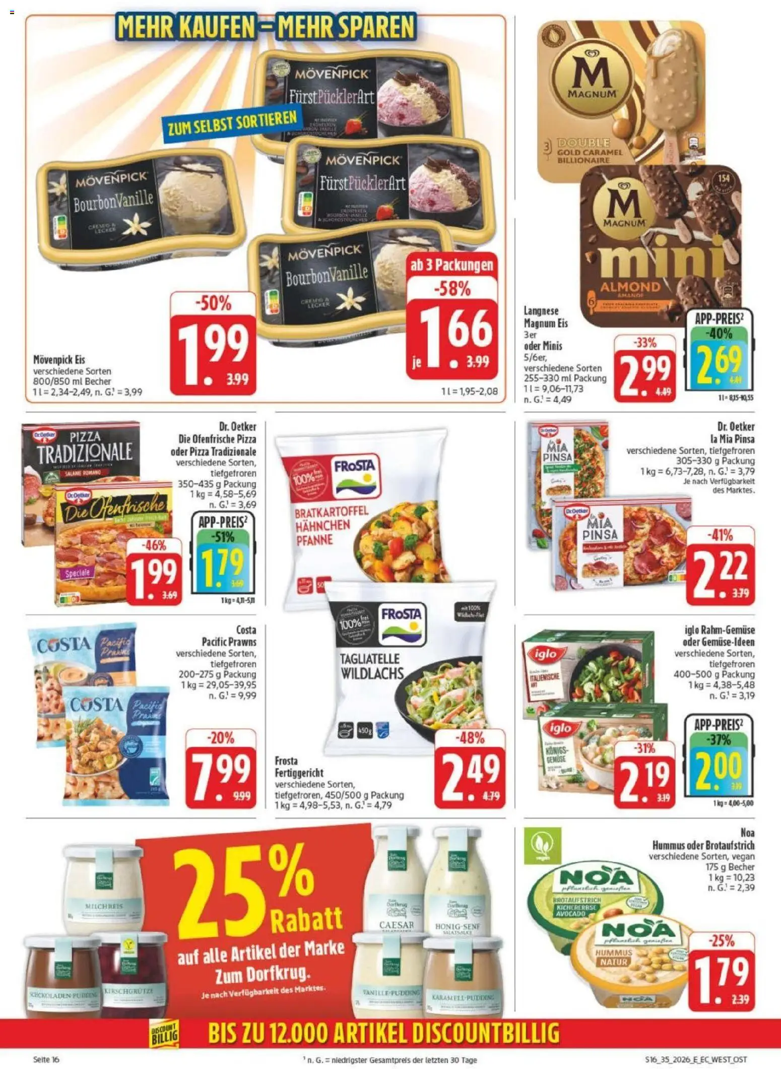 Edeka Prospekt Leipzig – gültig ab 23.08.2026 | Seite: 20 | Produkte: Frosta, Movenpick eis, Gemüse, Hummus