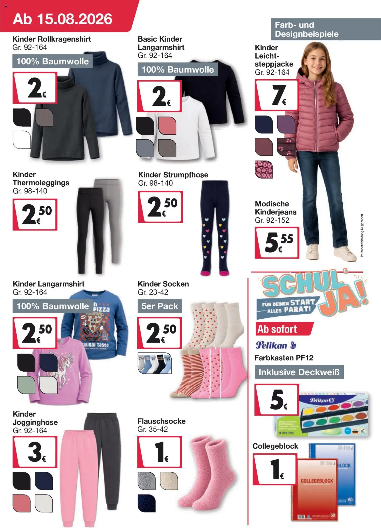Woolworth Prospekt – gültig ab 15.08.2026 | Seite: 3 | Produkte: Jogginghose, Langarmshirt, Steppjacke, Socken