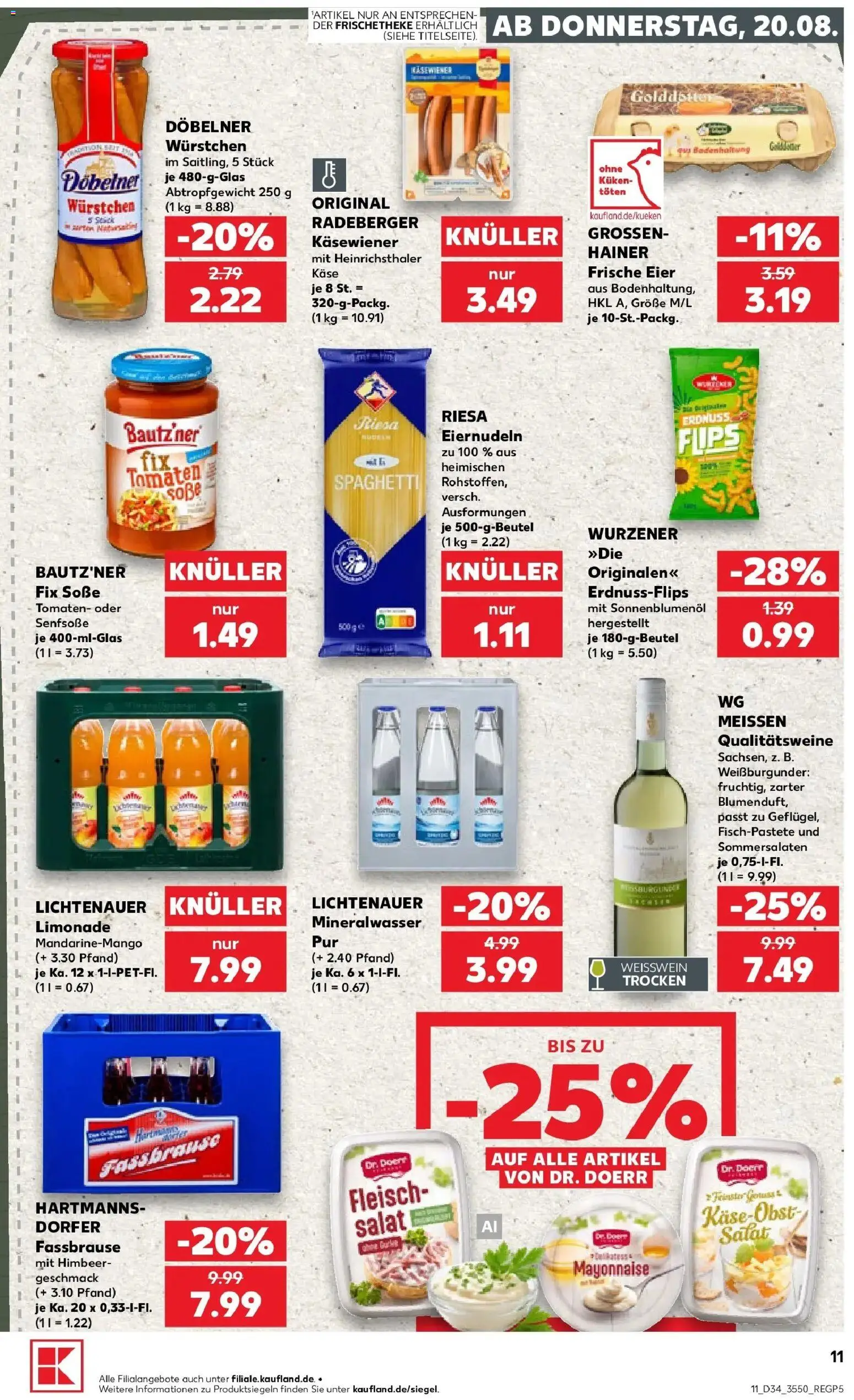 Prospekt Kaufland ab 20.08.2026 » Angebote Online zum Blättern | Seite: 11 | Produkte: Eier, Spaghetti, Weißwein, Mineralwasser