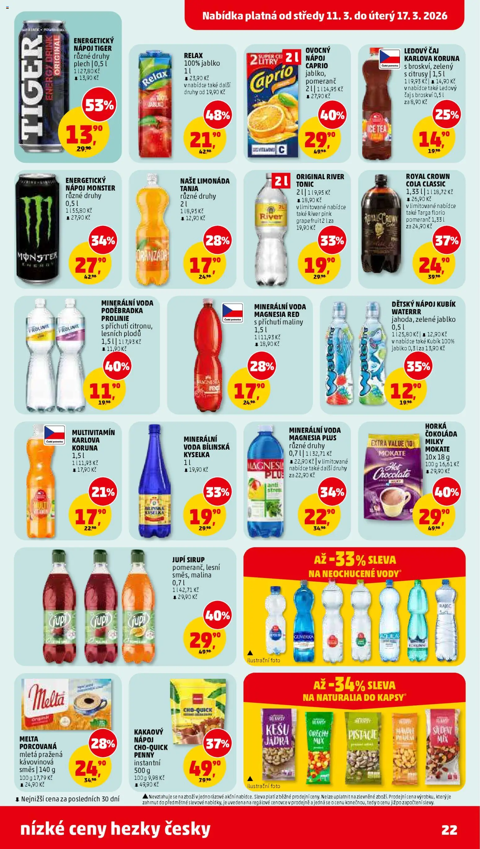 Penny Market leták od 11.03.2026 | Strana: 22 | Produkty: Poděbradka, Jupí, Minerální voda, Magnesia Red