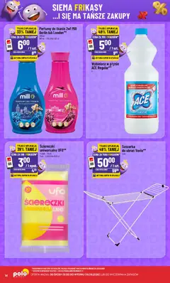 Pogląd oferty "POLOmarket gazetka - Frikasowe Hity" - ważna od 09.09.2026 | Strona: 14 | Produkty: Suszarka, Ściereczki, Perfumy