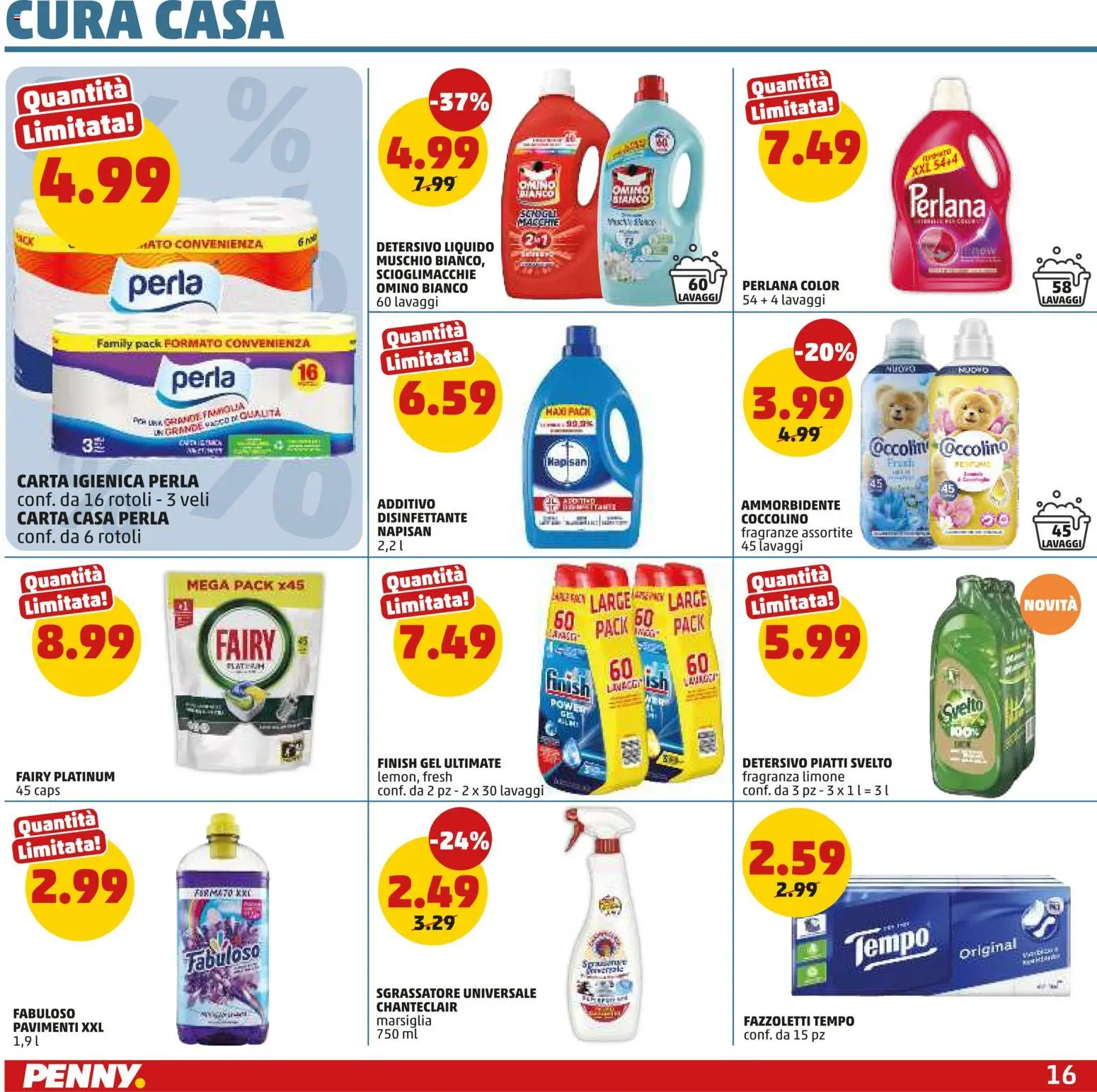 Volantino PENNY del 27/08/2026 | Pagina: 16 | Prodotti: Carta igienica, Ammorbidente, Detergente, Sgrassatore